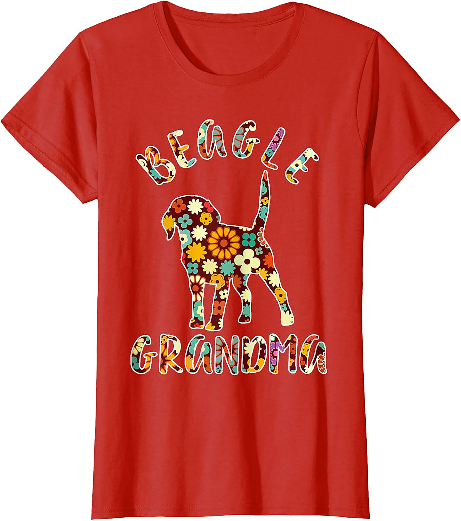 Groovy Floral Beagle Grandma T-shirt – Retro Dog Lover Graphic Tee