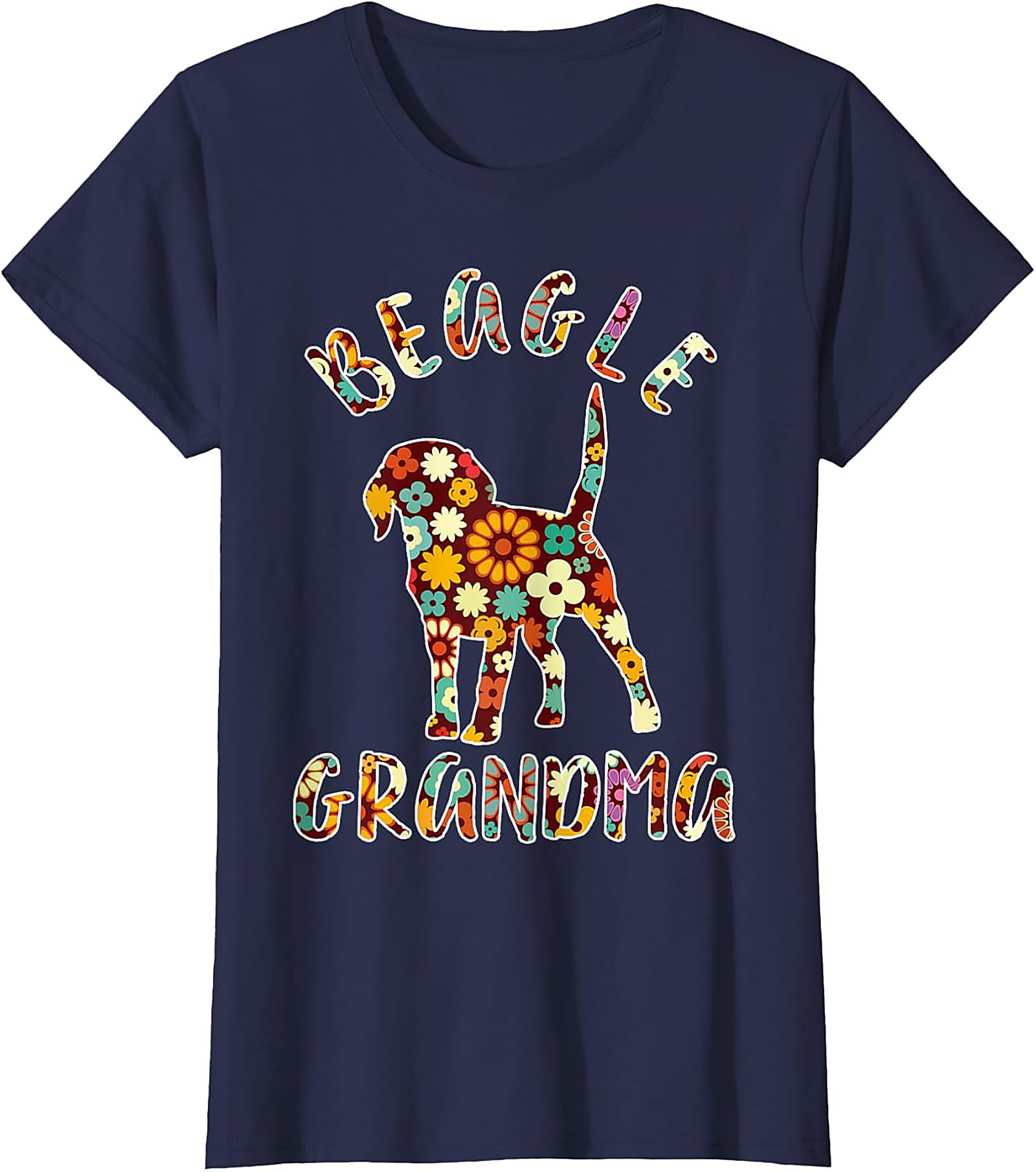 Groovy Floral Beagle Grandma T-shirt – Retro Dog Lover Graphic Tee