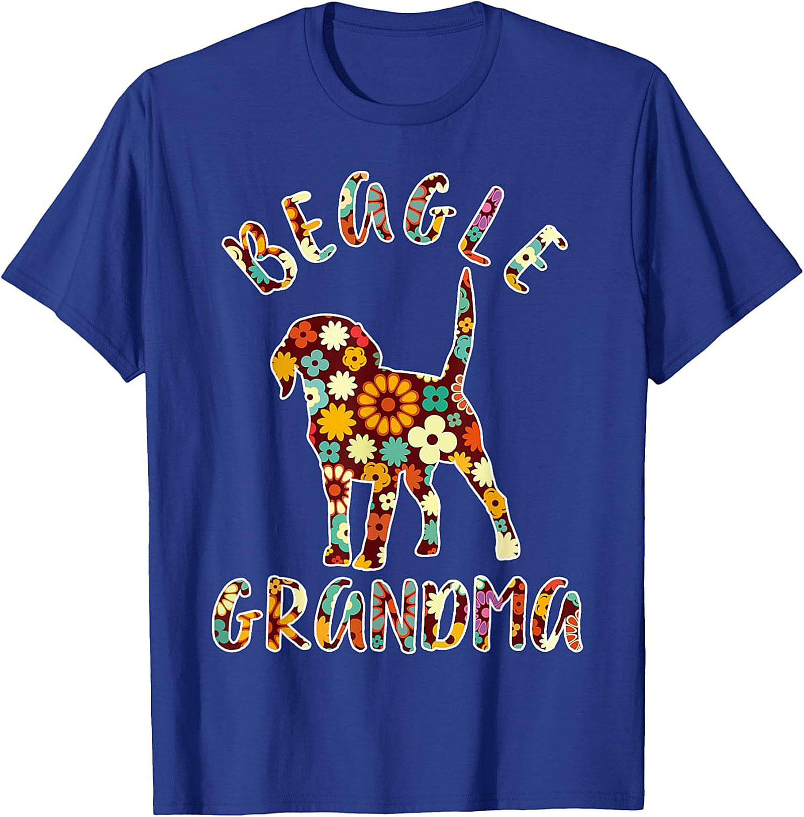 Groovy Floral Beagle Grandma T-shirt – Retro Dog Lover Graphic Tee