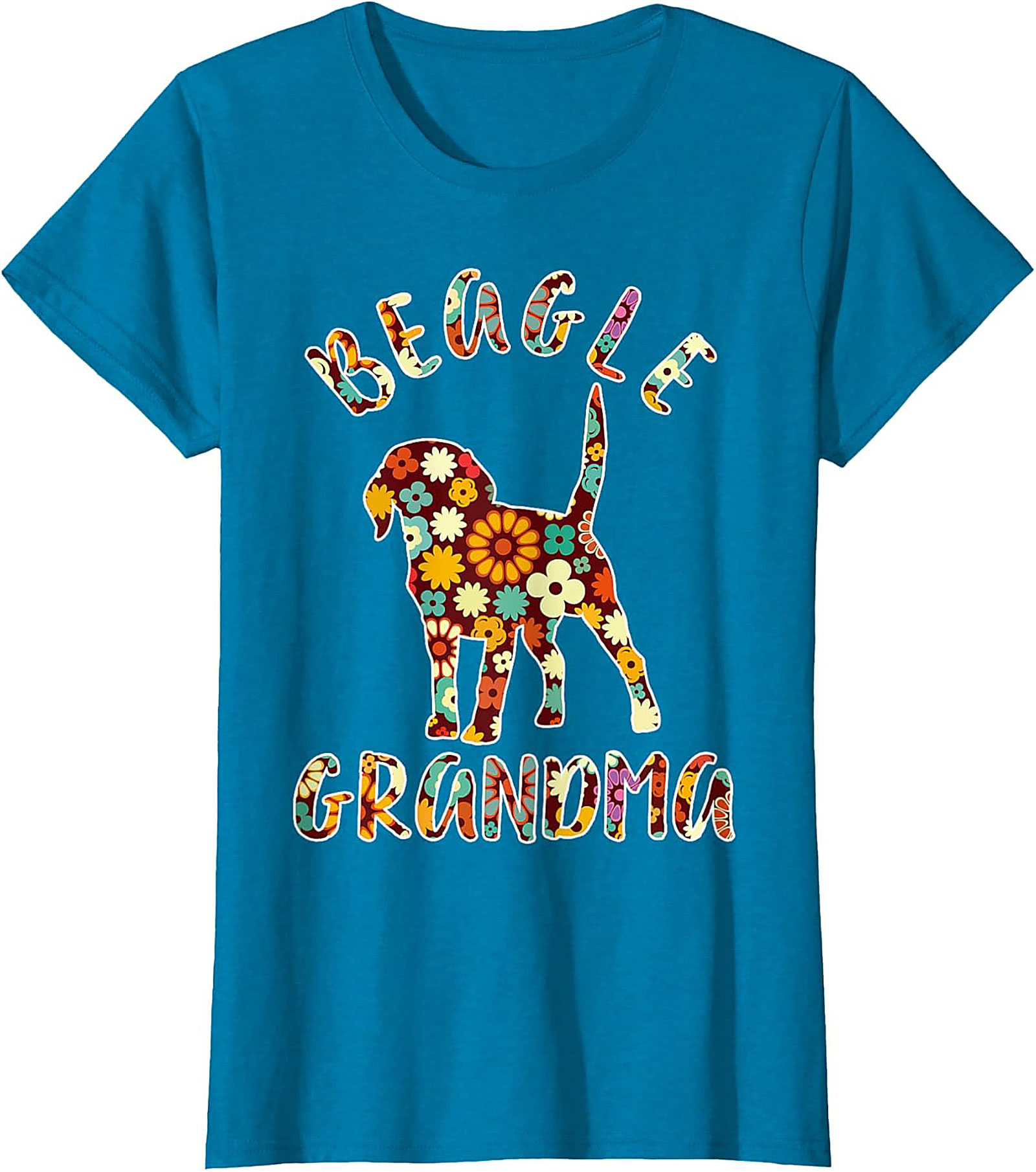 Groovy Floral Beagle Grandma T-shirt – Retro Dog Lover Graphic Tee