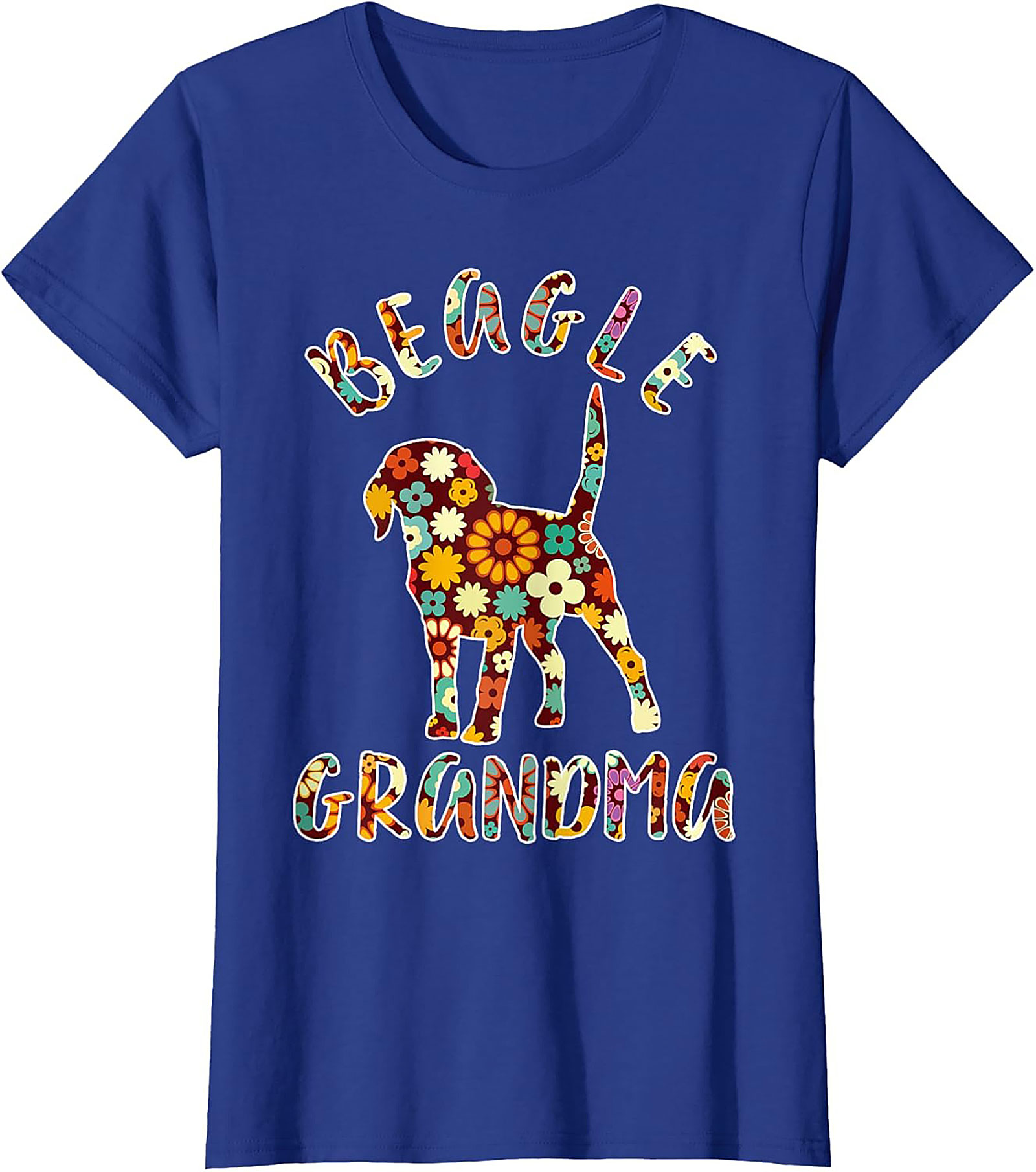 Groovy Floral Beagle Grandma T-shirt – Retro Dog Lover Graphic Tee