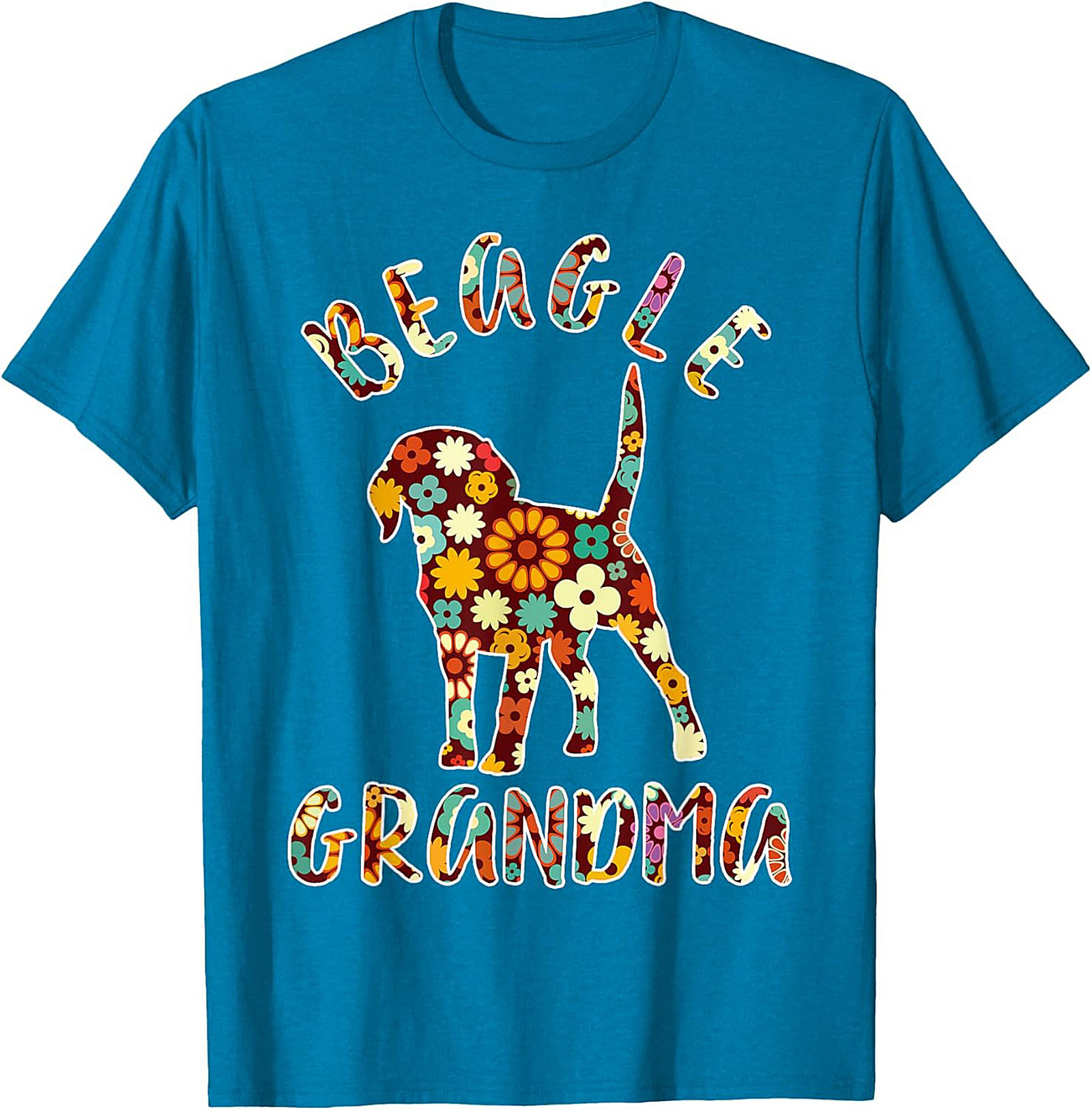 Groovy Floral Beagle Grandma T-shirt – Retro Dog Lover Graphic Tee