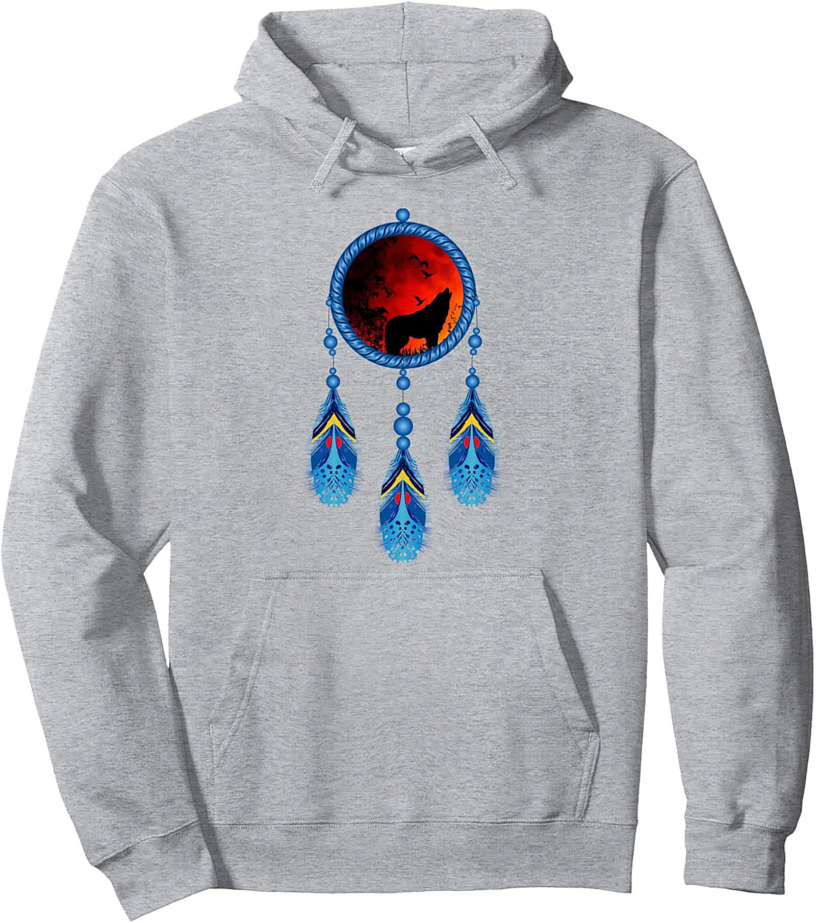Wolf Dreamcatcher Pullover Hoodie Mystical Wolf Graphic
