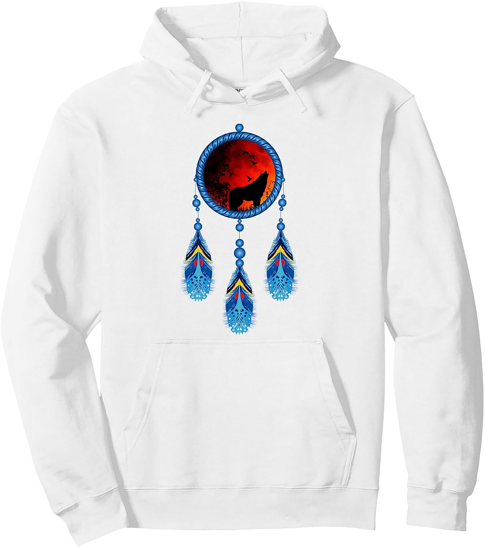 Wolf Dreamcatcher Pullover Hoodie Mystical Wolf Graphic