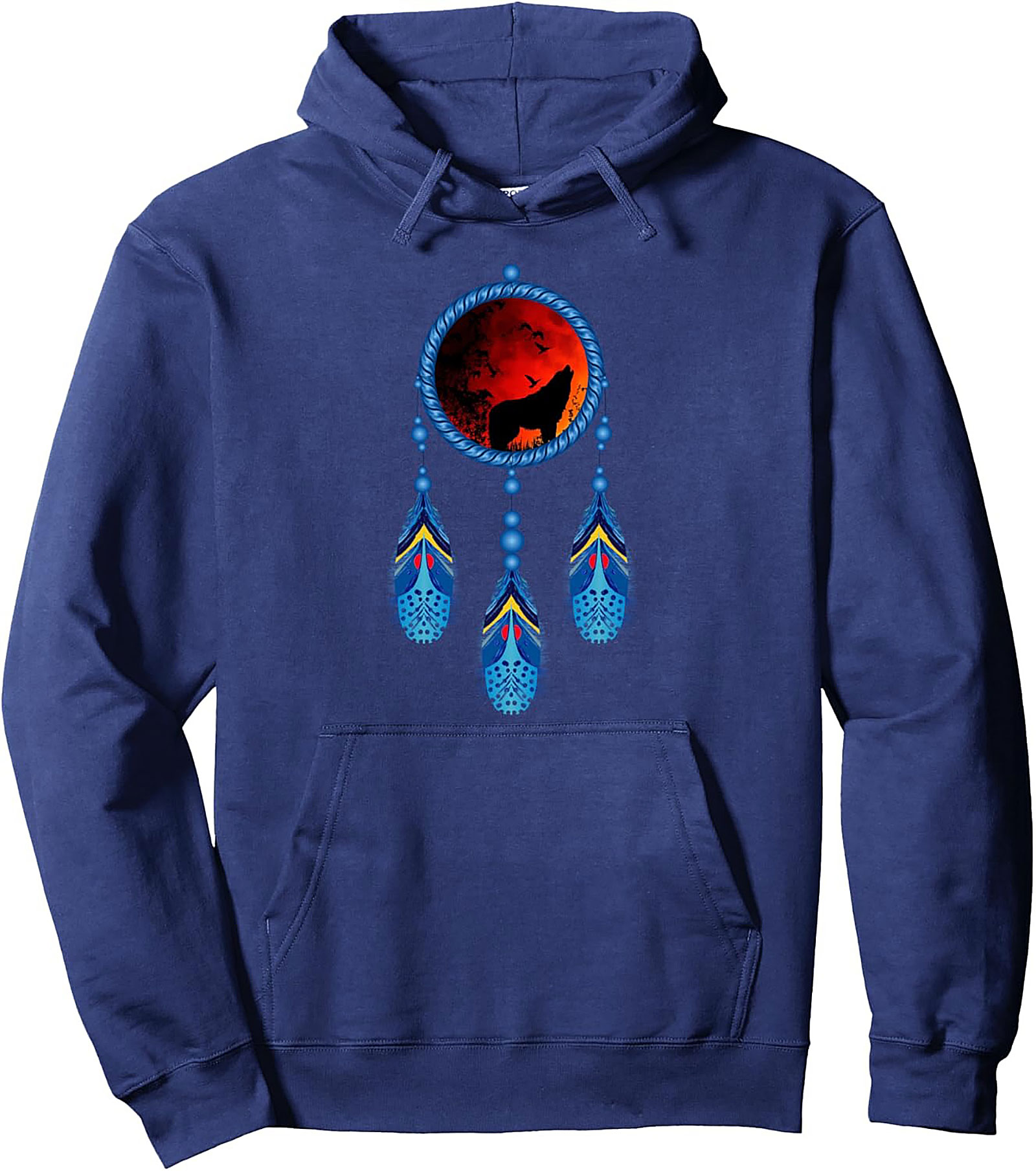 Wolf Dreamcatcher Pullover Hoodie Mystical Wolf Graphic