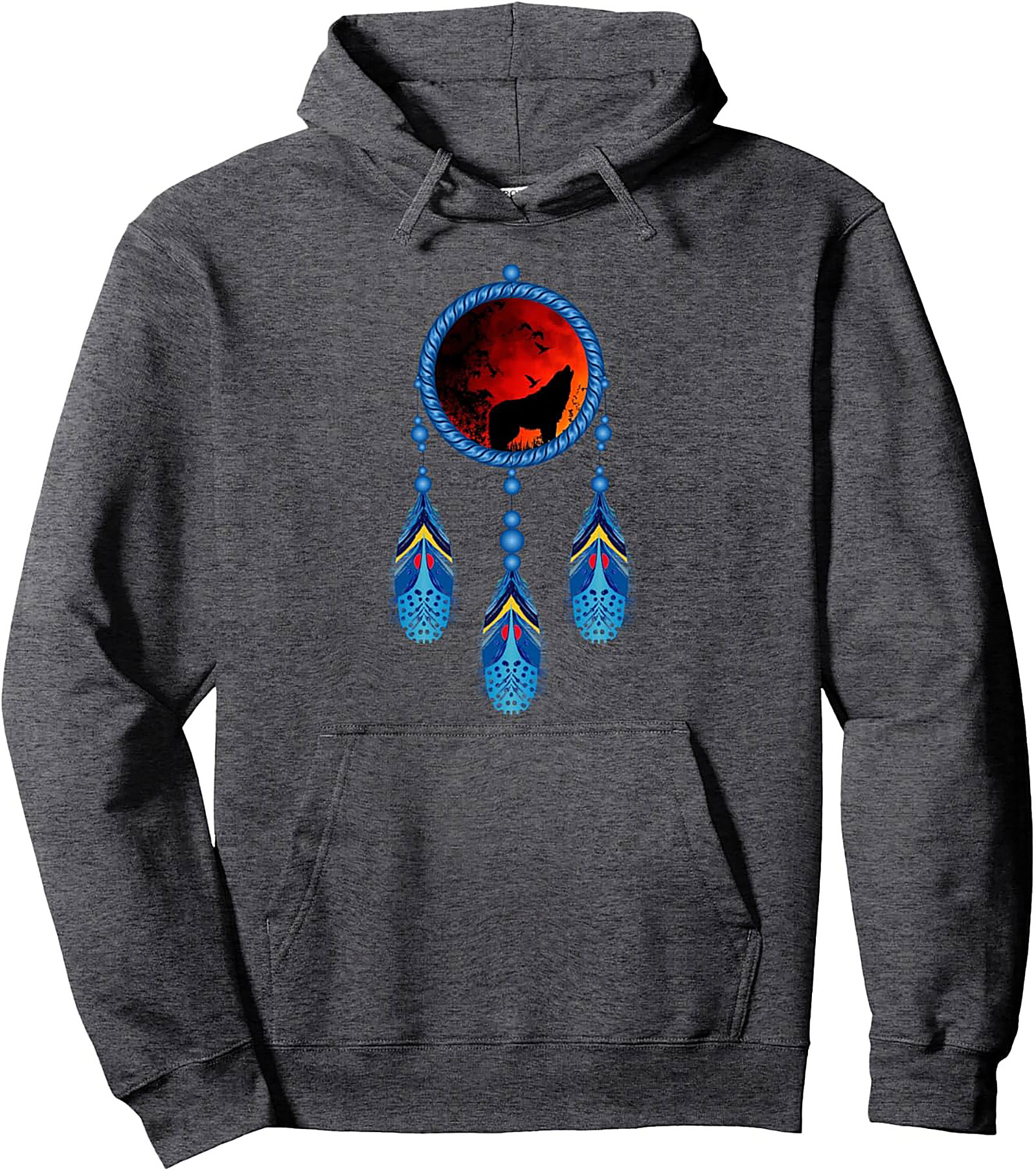 Wolf Dreamcatcher Pullover Hoodie Mystical Wolf Graphic