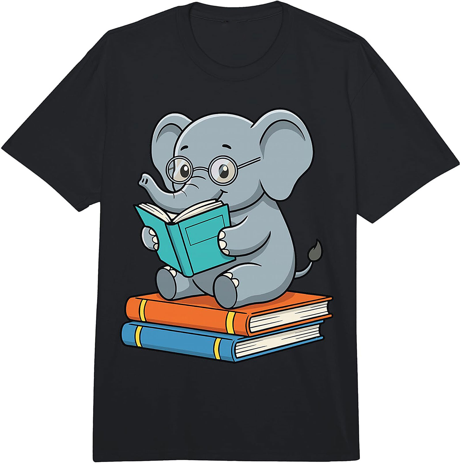 Cute Reading Elephant T-shirt Bookworm Graphic Tee