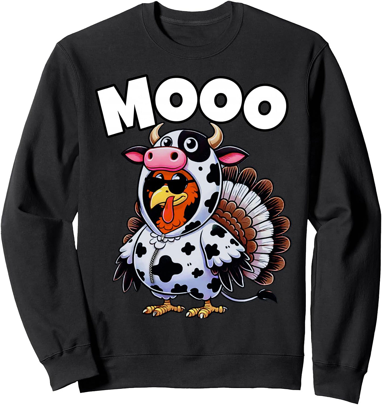Funny Turkey Cow Costume Sweatshirt | Thanksgiving Crewneck