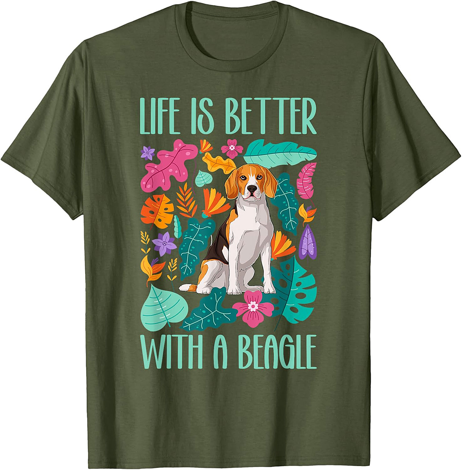 Life Is Better With A Beagle T-Shirt | Colorful Dog Lover Graphic Tee
