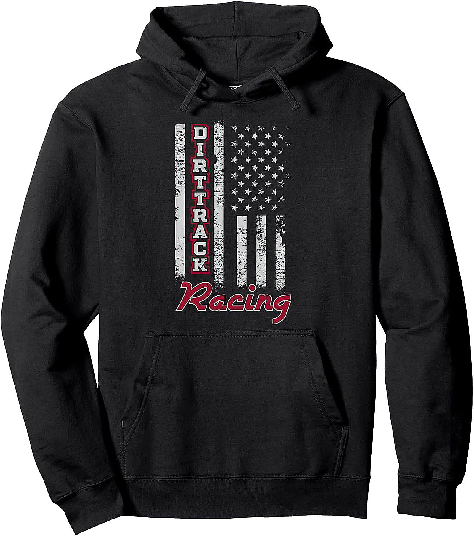 Dirt Track Racing Pullover Hoodie American Flag Graphic