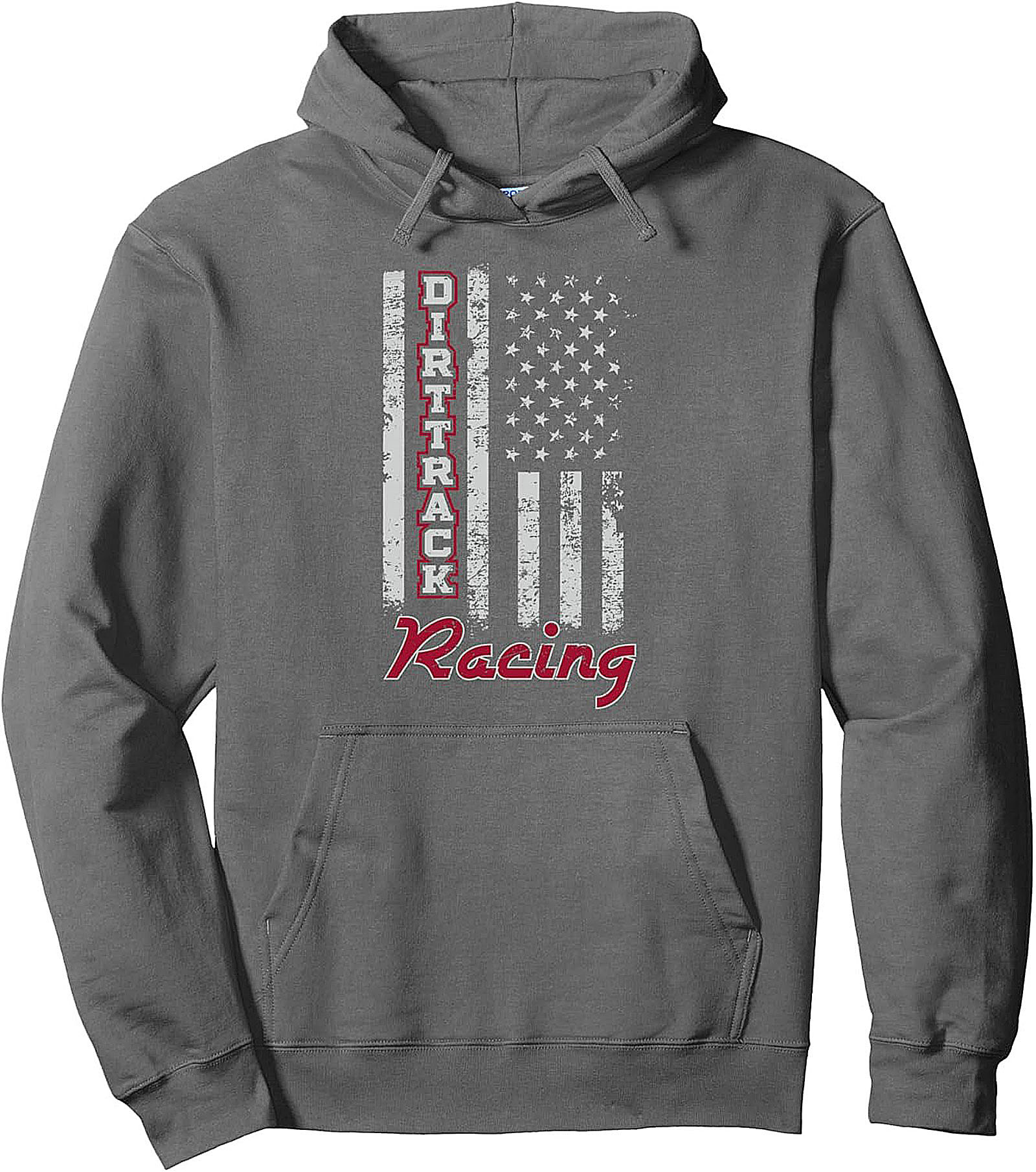 Dirt Track Racing Pullover Hoodie American Flag Graphic