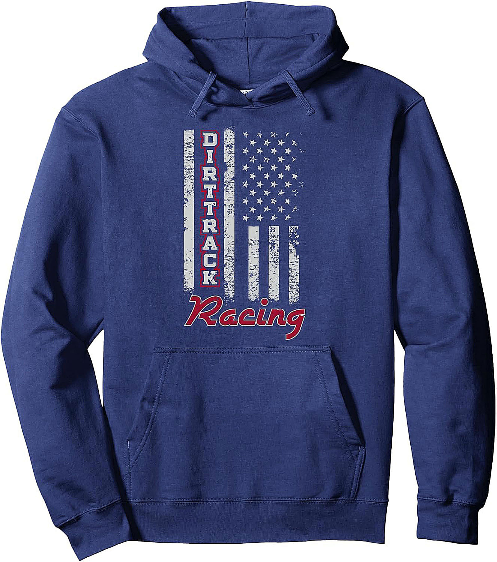 Dirt Track Racing Pullover Hoodie American Flag Graphic