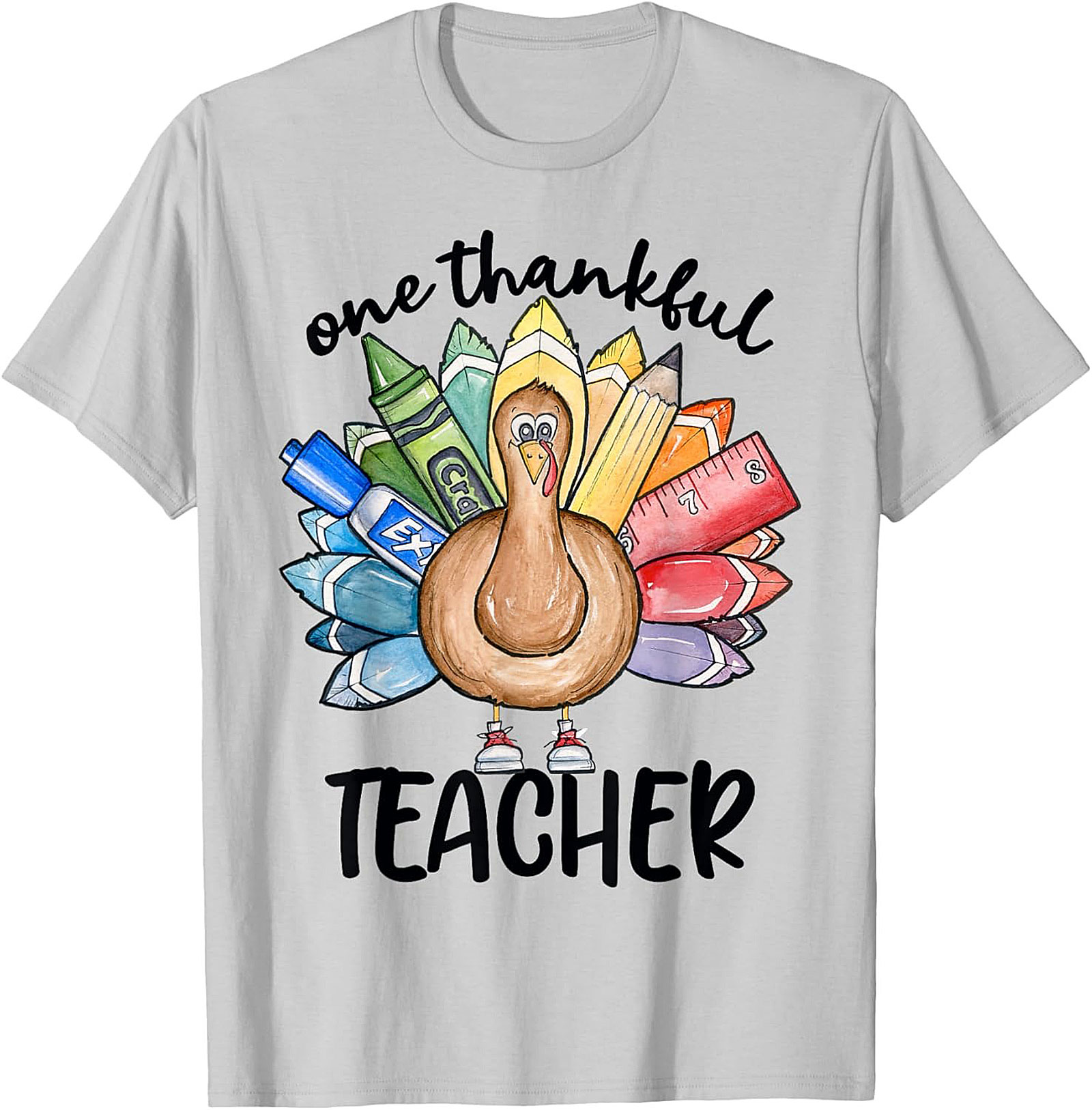 Thankful Teacher Turkey Graphic Tee Thanksgiving Shirt Gift