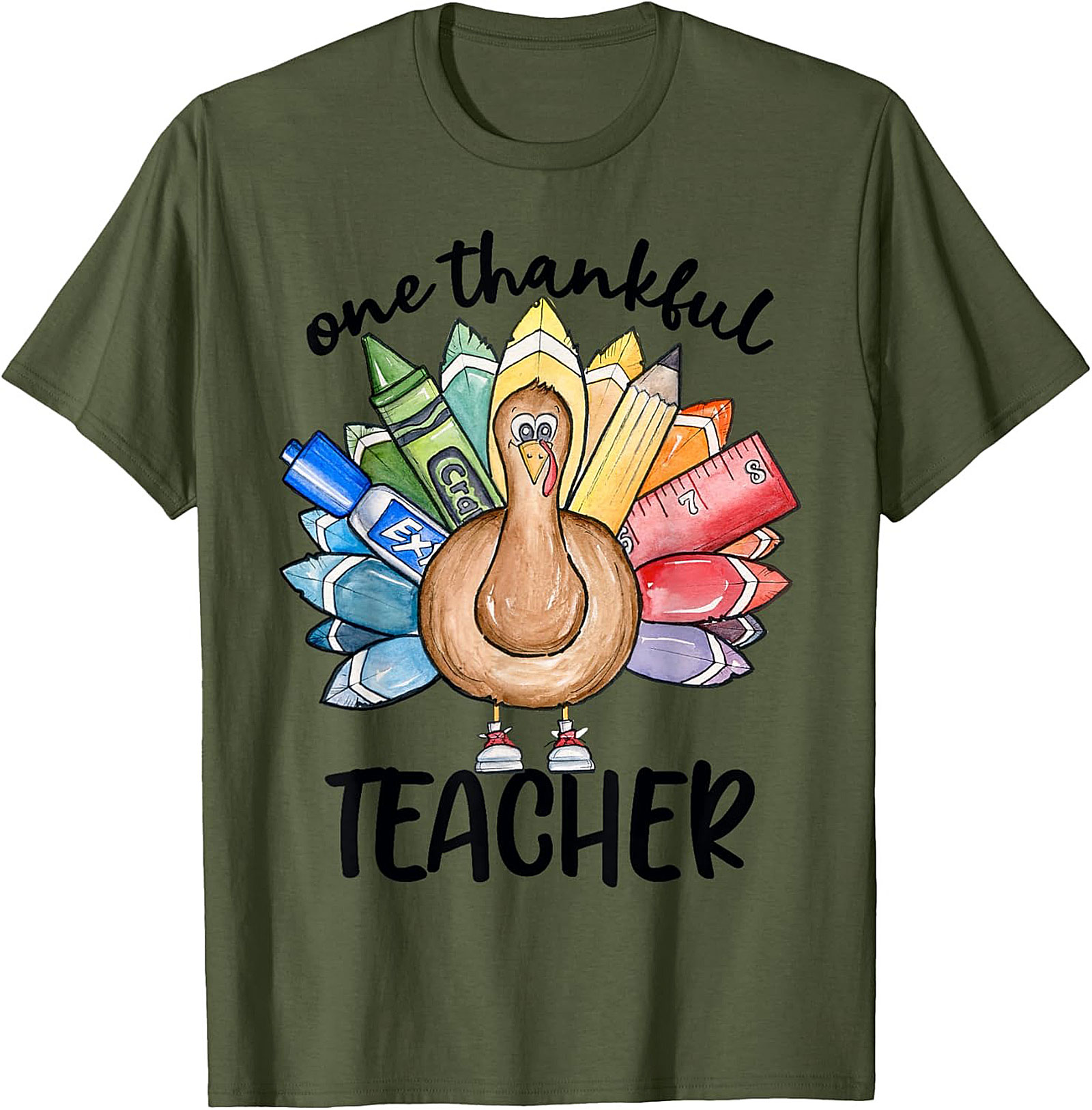 Thankful Teacher Turkey Graphic Tee Thanksgiving Shirt Gift