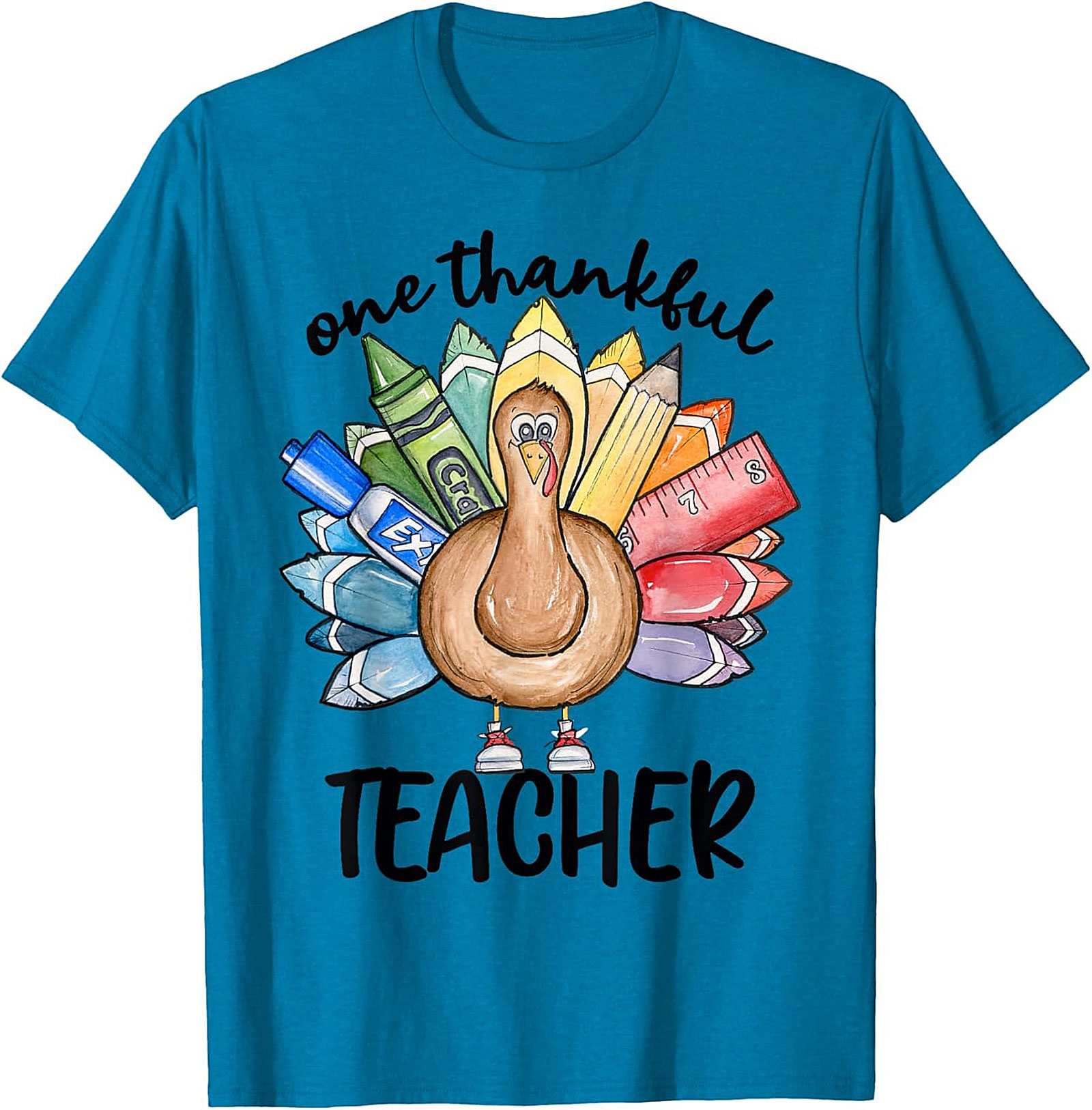 Thankful Teacher Turkey Graphic Tee Thanksgiving Shirt Gift