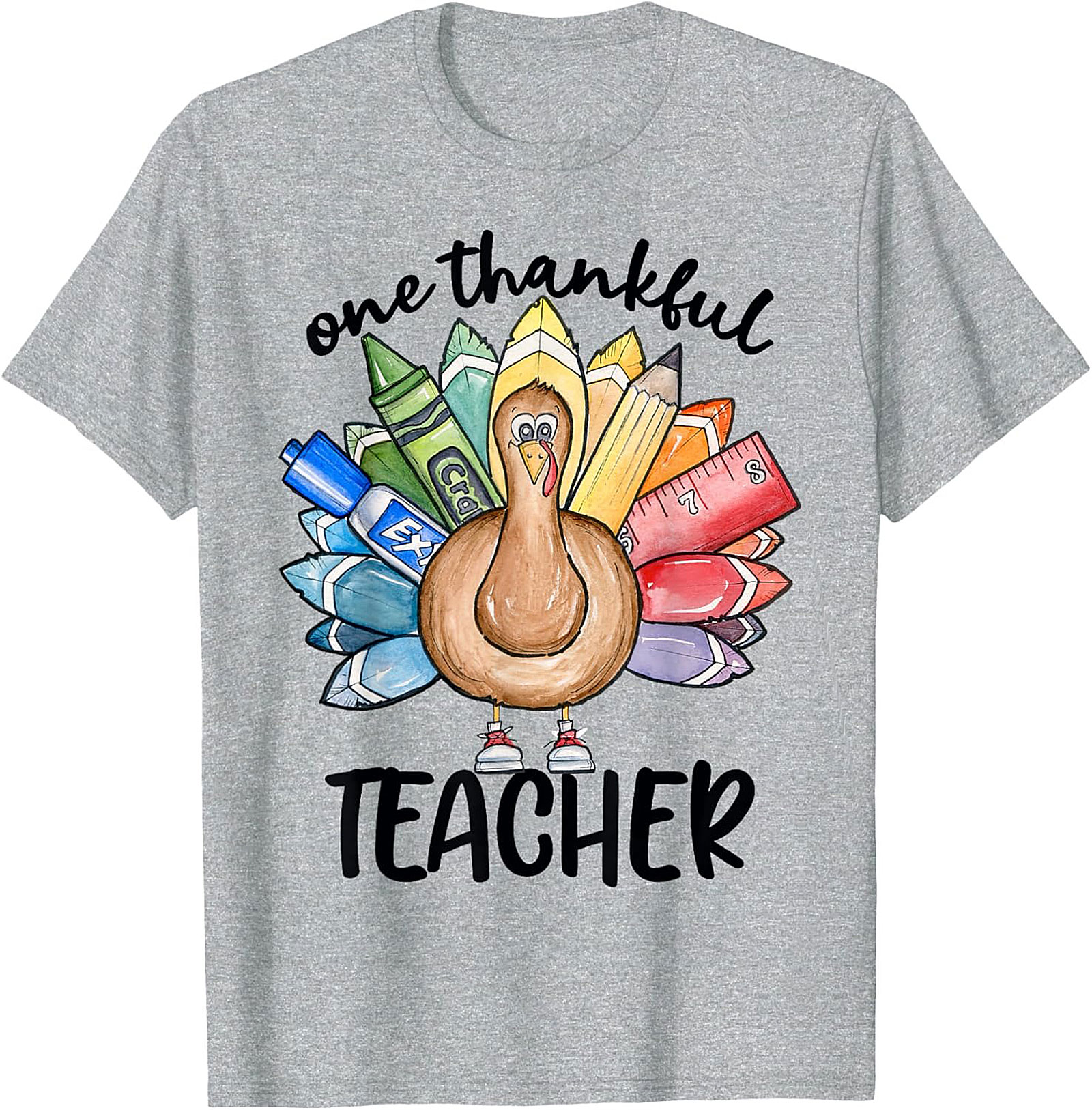 Thankful Teacher Turkey Graphic Tee Thanksgiving Shirt Gift
