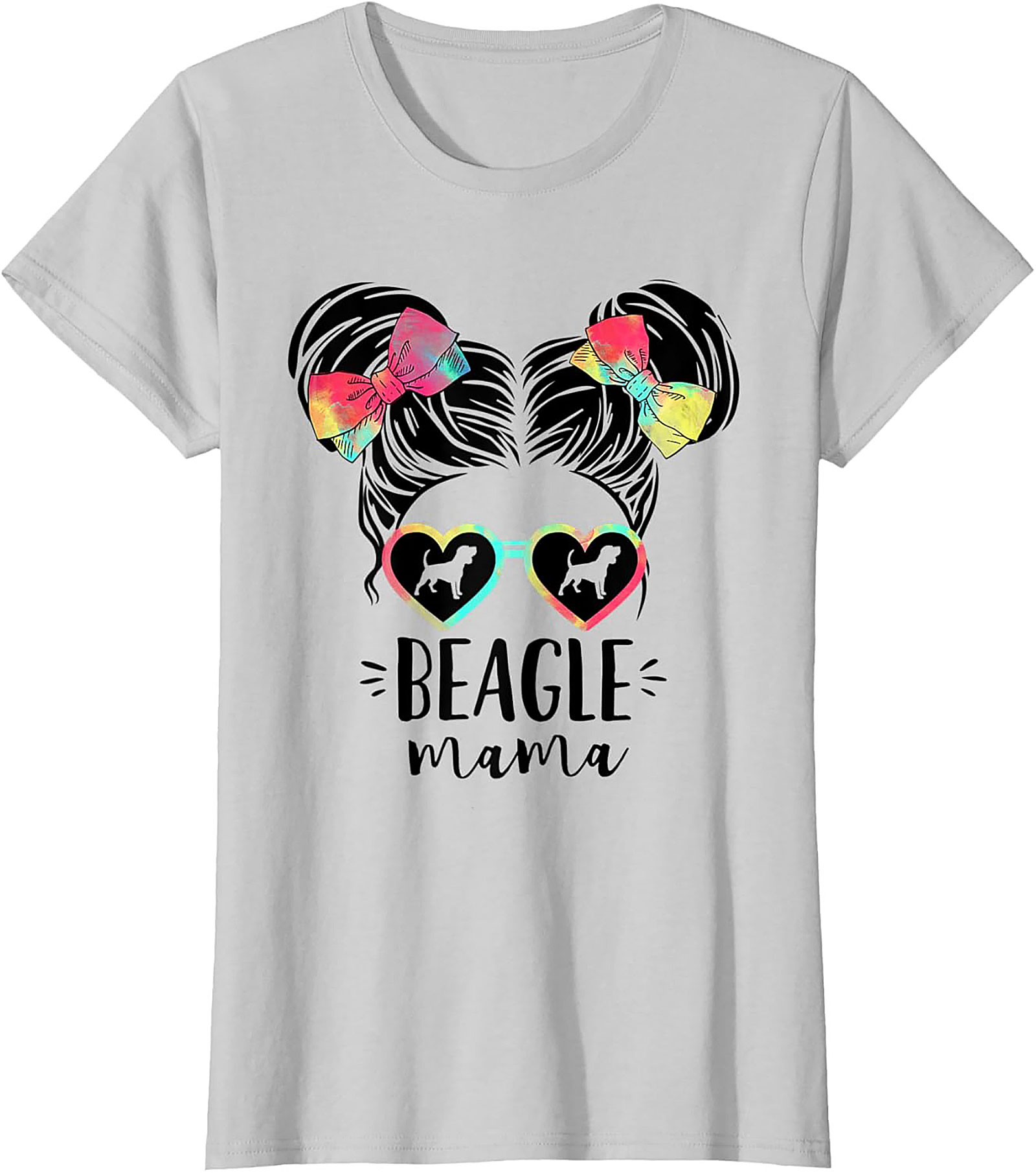 Beagle Mama T-Shirt | Funny Dog Mom Graphic Tee with Tie-Dye Bows