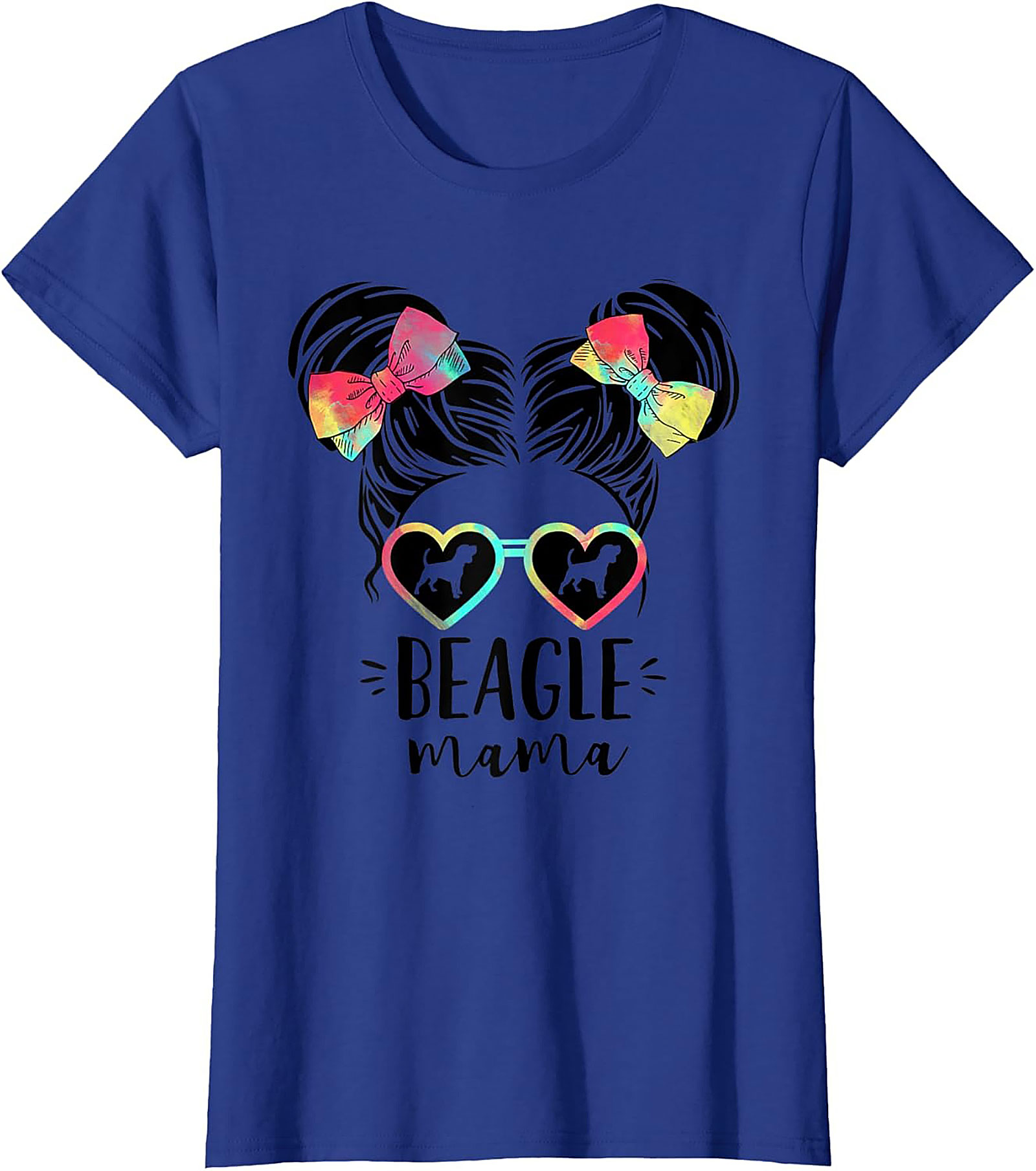 Beagle Mama T-Shirt | Funny Dog Mom Graphic Tee with Tie-Dye Bows