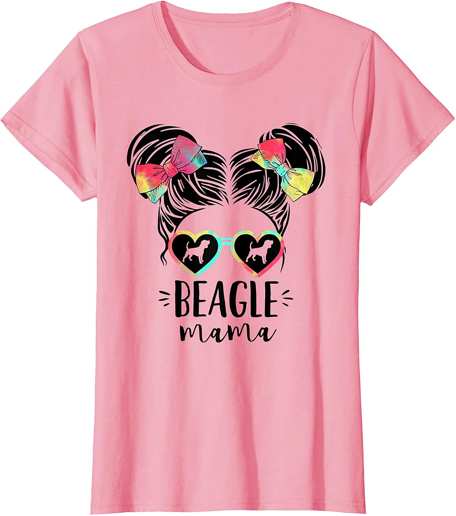 Beagle Mama T-Shirt | Funny Dog Mom Graphic Tee with Tie-Dye Bows