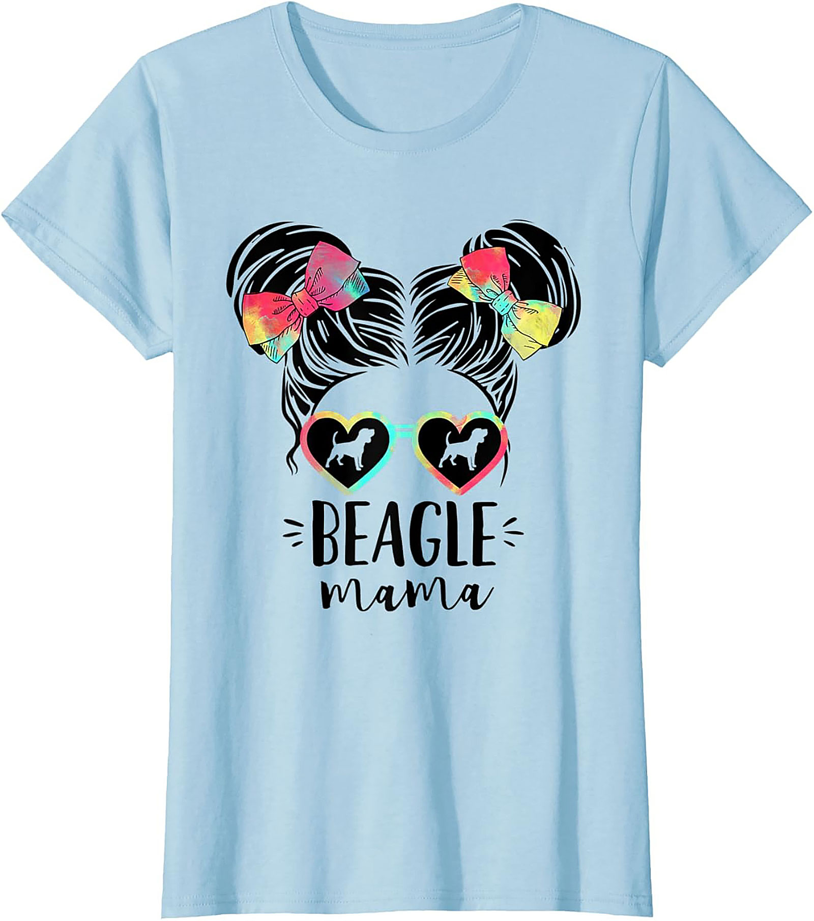 Beagle Mama T-Shirt | Funny Dog Mom Graphic Tee with Tie-Dye Bows