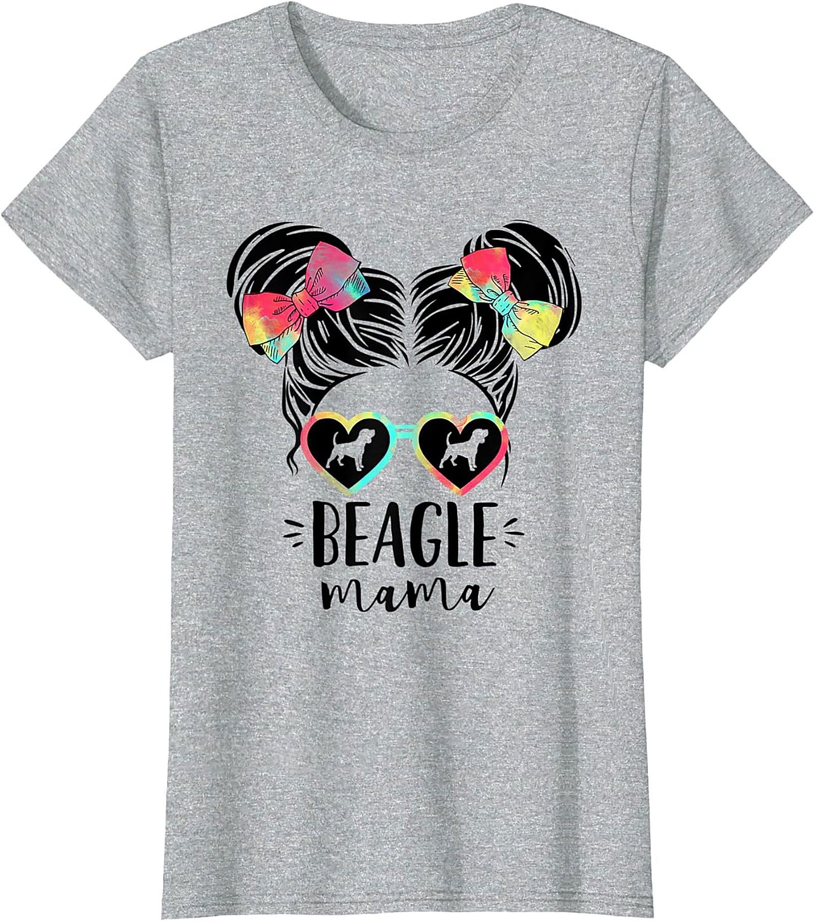 Beagle Mama T-Shirt | Funny Dog Mom Graphic Tee with Tie-Dye Bows