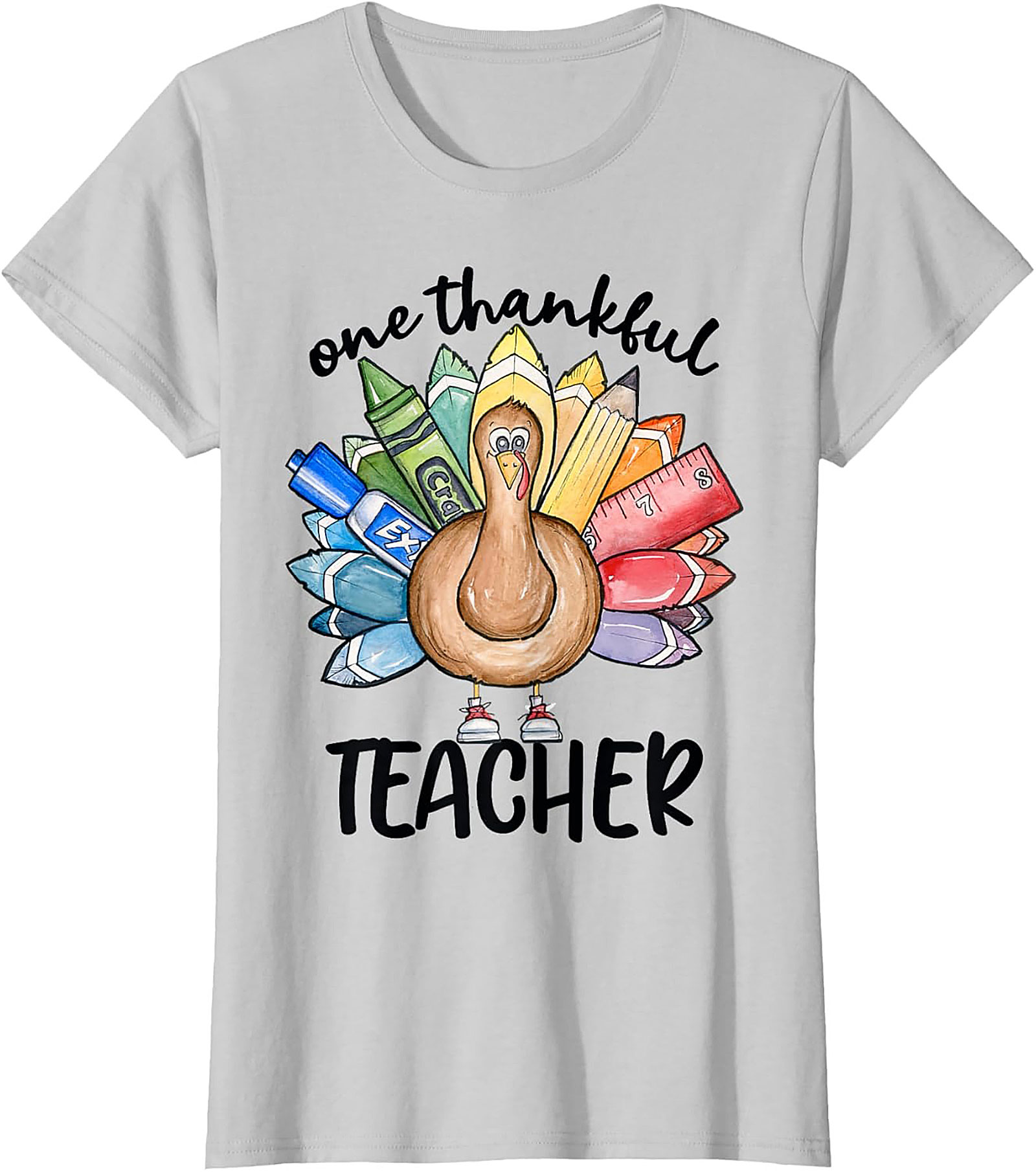 Thankful Teacher Turkey Graphic Tee Thanksgiving Shirt Gift