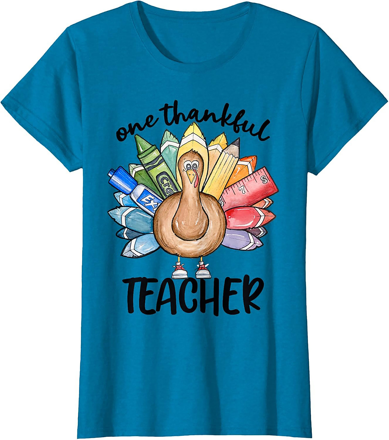 Thankful Teacher Turkey Graphic Tee Thanksgiving Shirt Gift