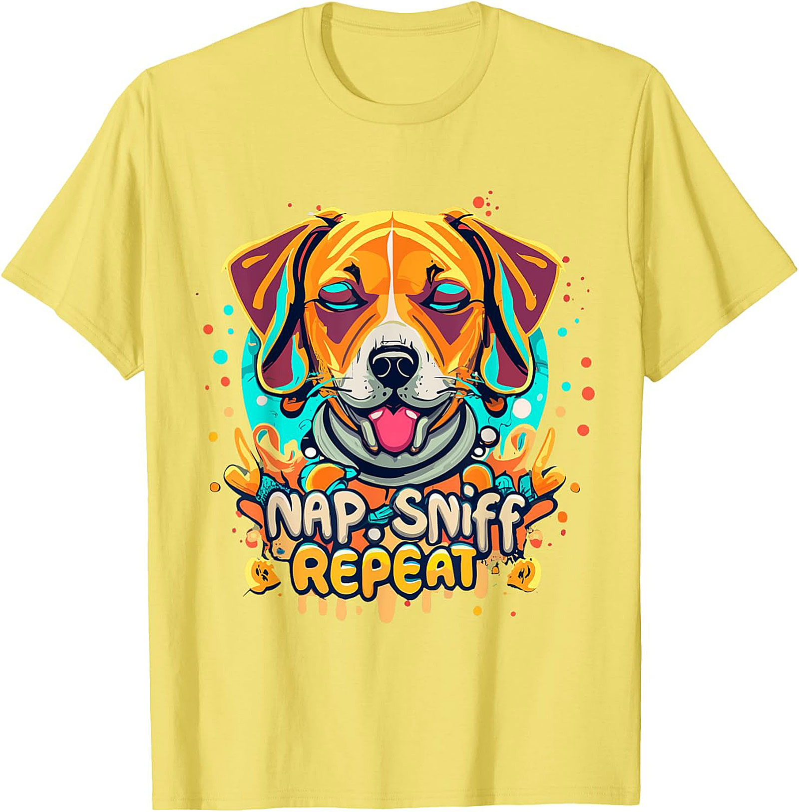 Nap Sniff Repeat Funny Dog T-shirt | Vibrant Beagle Graphic Tee