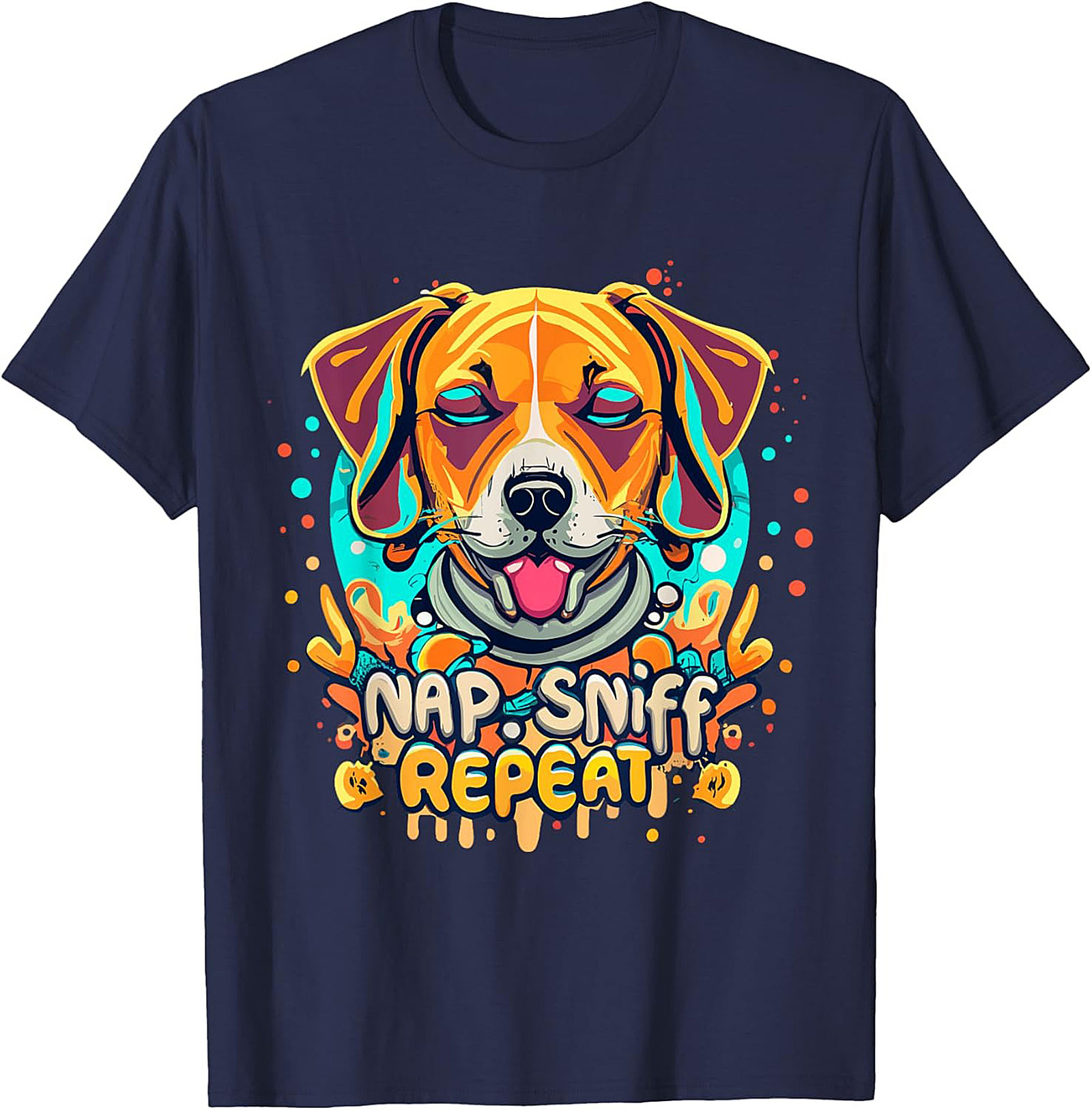 Nap Sniff Repeat Funny Dog T-shirt | Vibrant Beagle Graphic Tee
