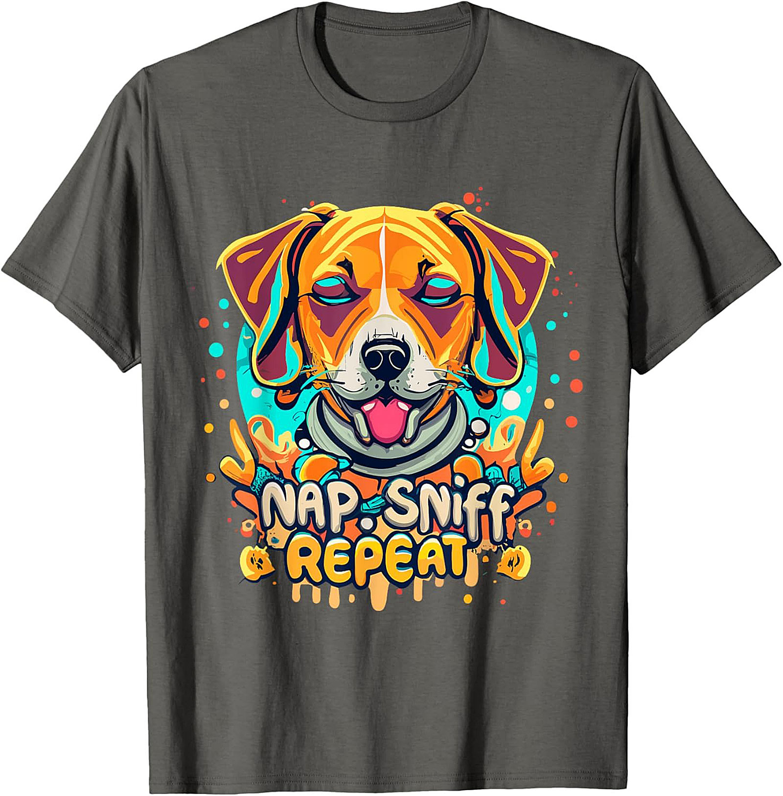 Nap Sniff Repeat Funny Dog T-shirt | Vibrant Beagle Graphic Tee