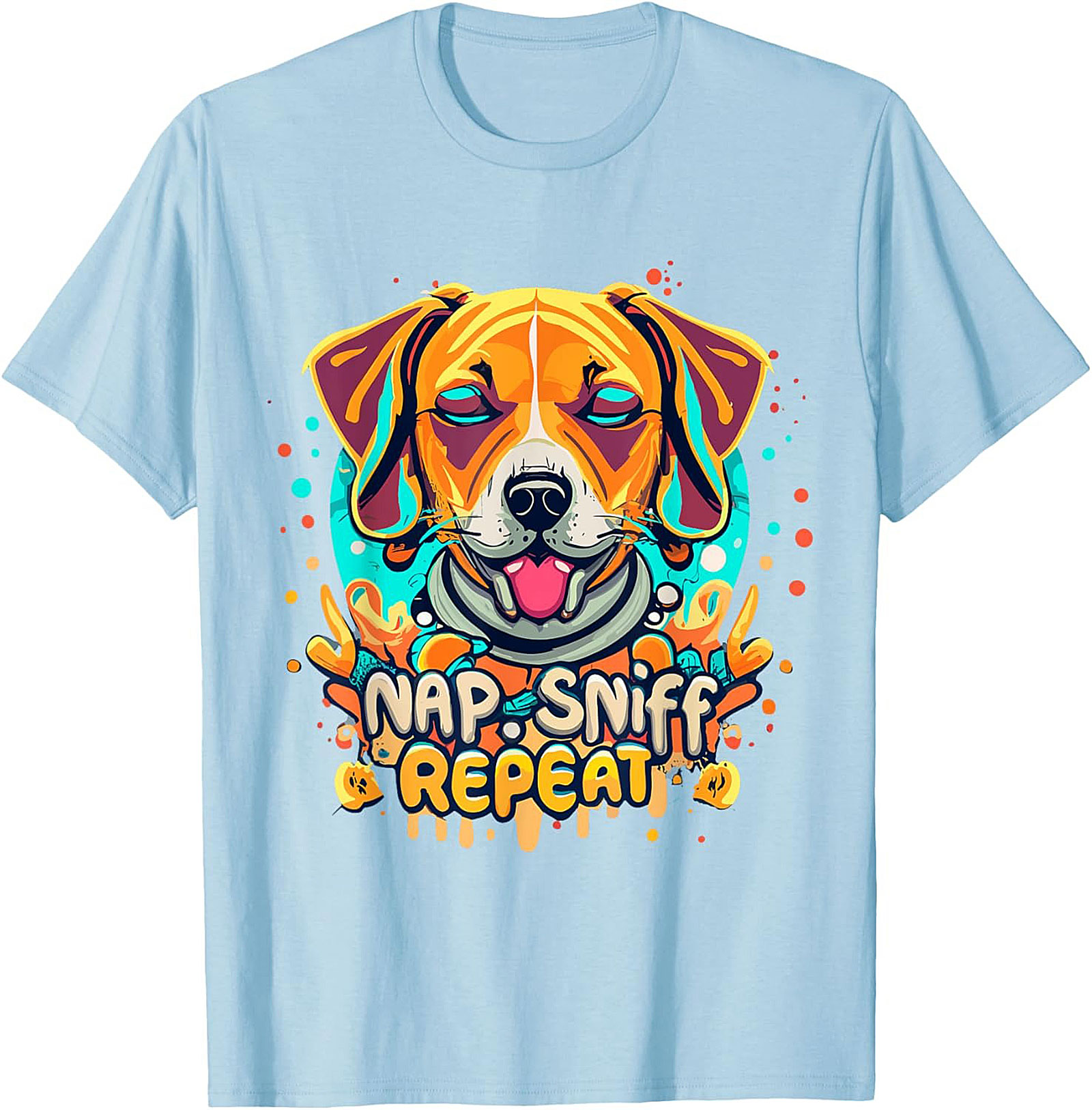 Nap Sniff Repeat Funny Dog T-shirt | Vibrant Beagle Graphic Tee