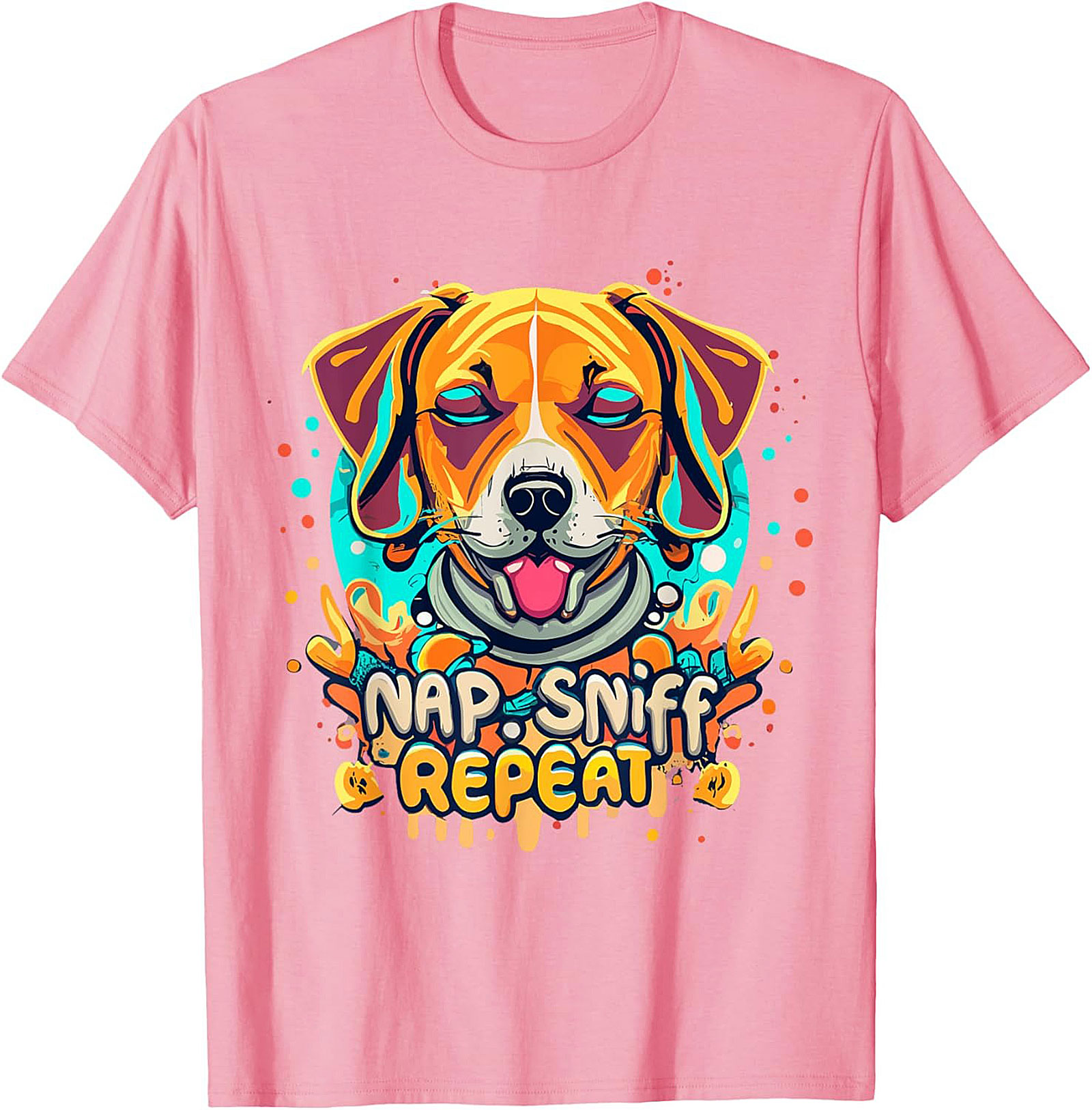 Nap Sniff Repeat Funny Dog T-shirt | Vibrant Beagle Graphic Tee