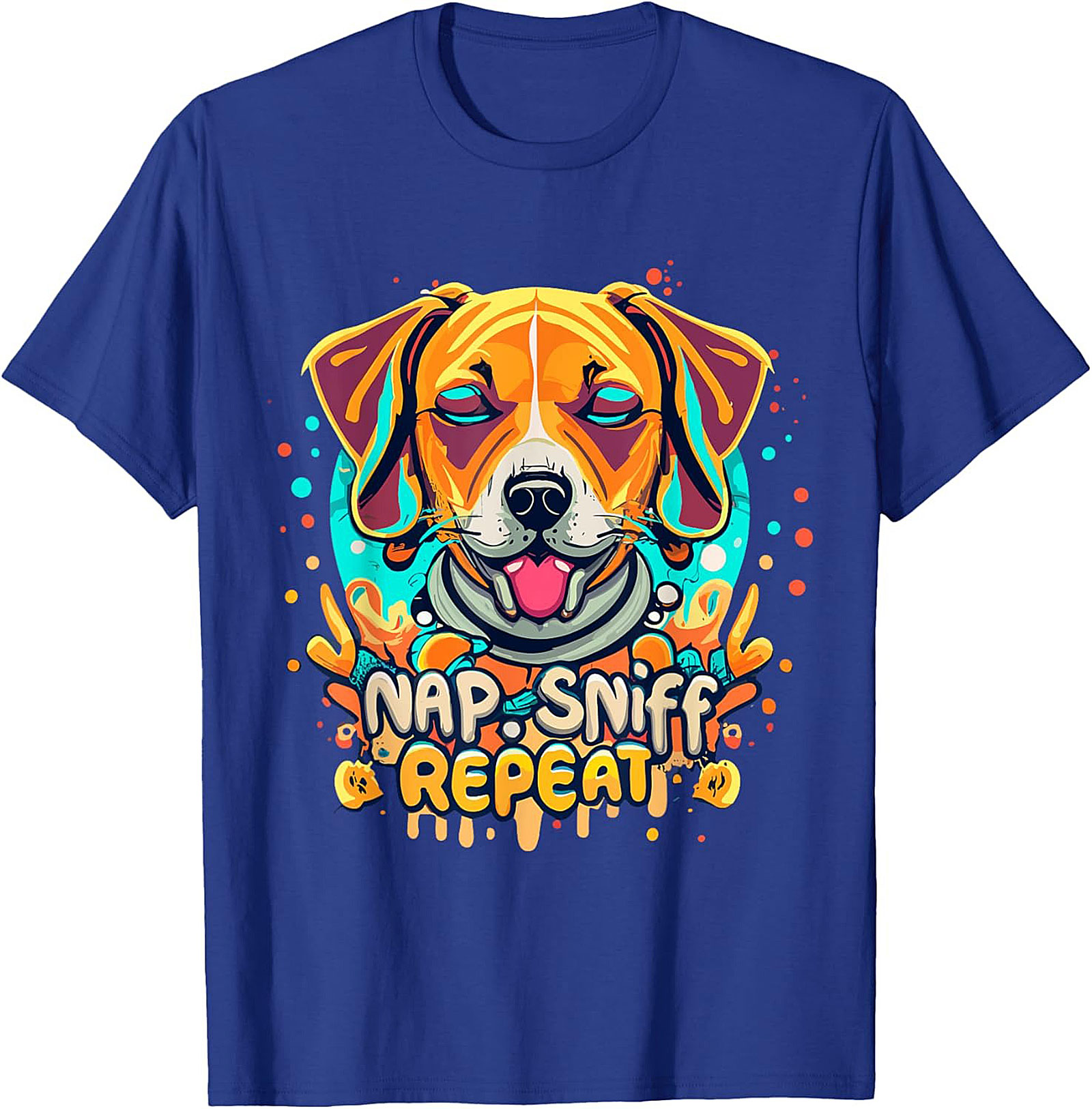 Nap Sniff Repeat Funny Dog T-shirt | Vibrant Beagle Graphic Tee