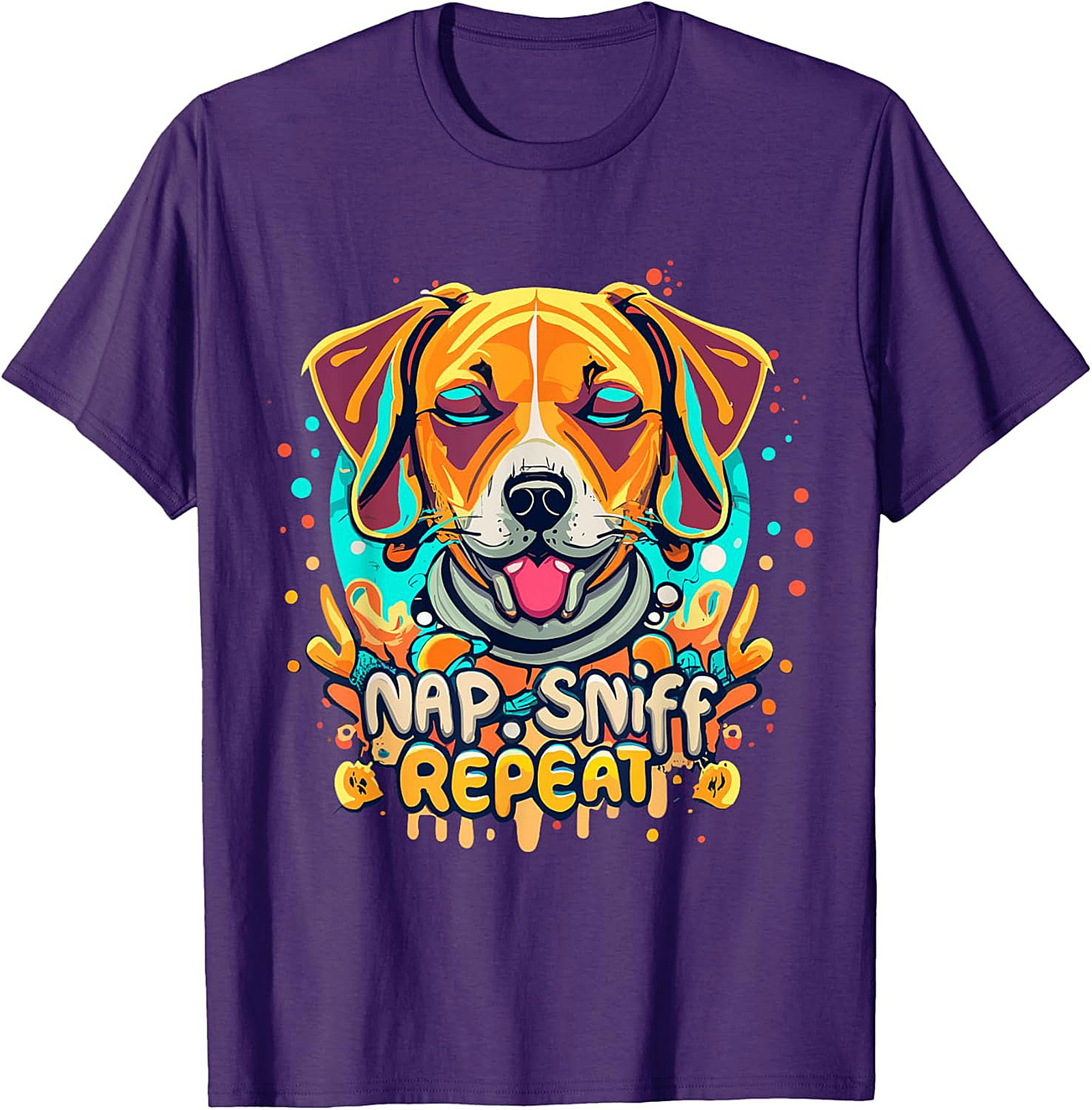 Nap Sniff Repeat Funny Dog T-shirt | Vibrant Beagle Graphic Tee