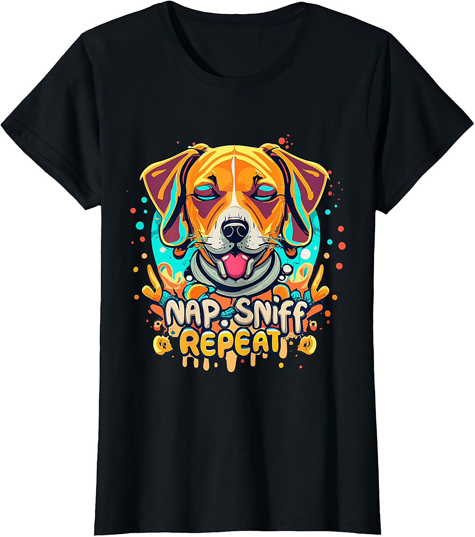 Nap Sniff Repeat Funny Dog T-shirt | Vibrant Beagle Graphic Tee