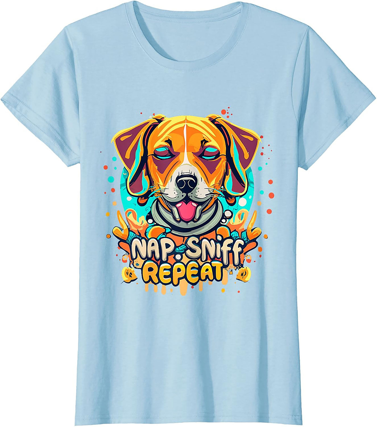 Nap Sniff Repeat Funny Dog T-shirt | Vibrant Beagle Graphic Tee