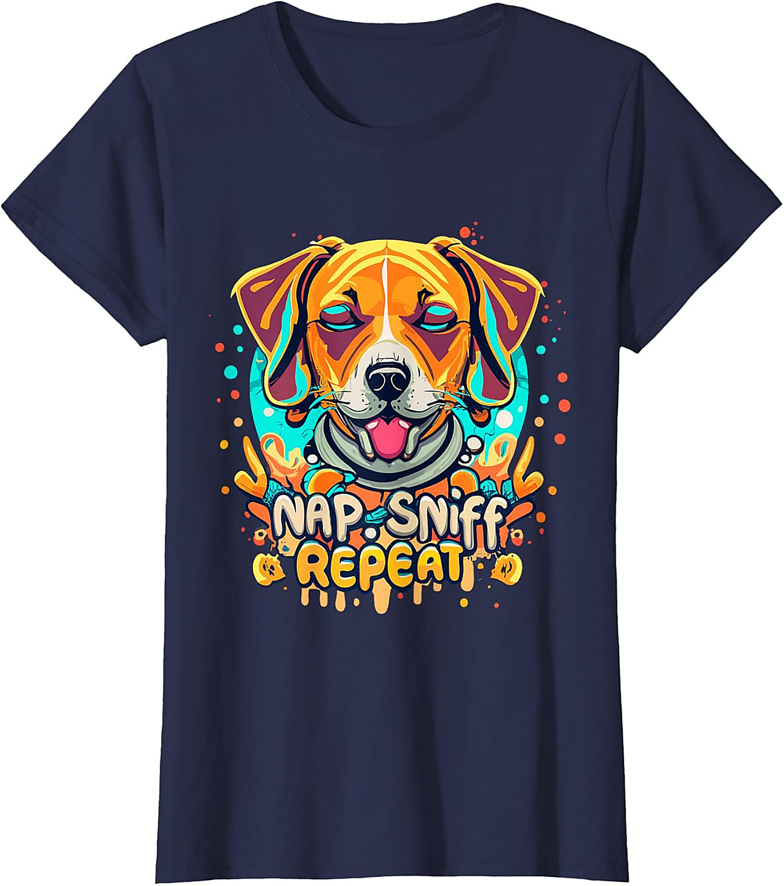 Nap Sniff Repeat Funny Dog T-shirt | Vibrant Beagle Graphic Tee