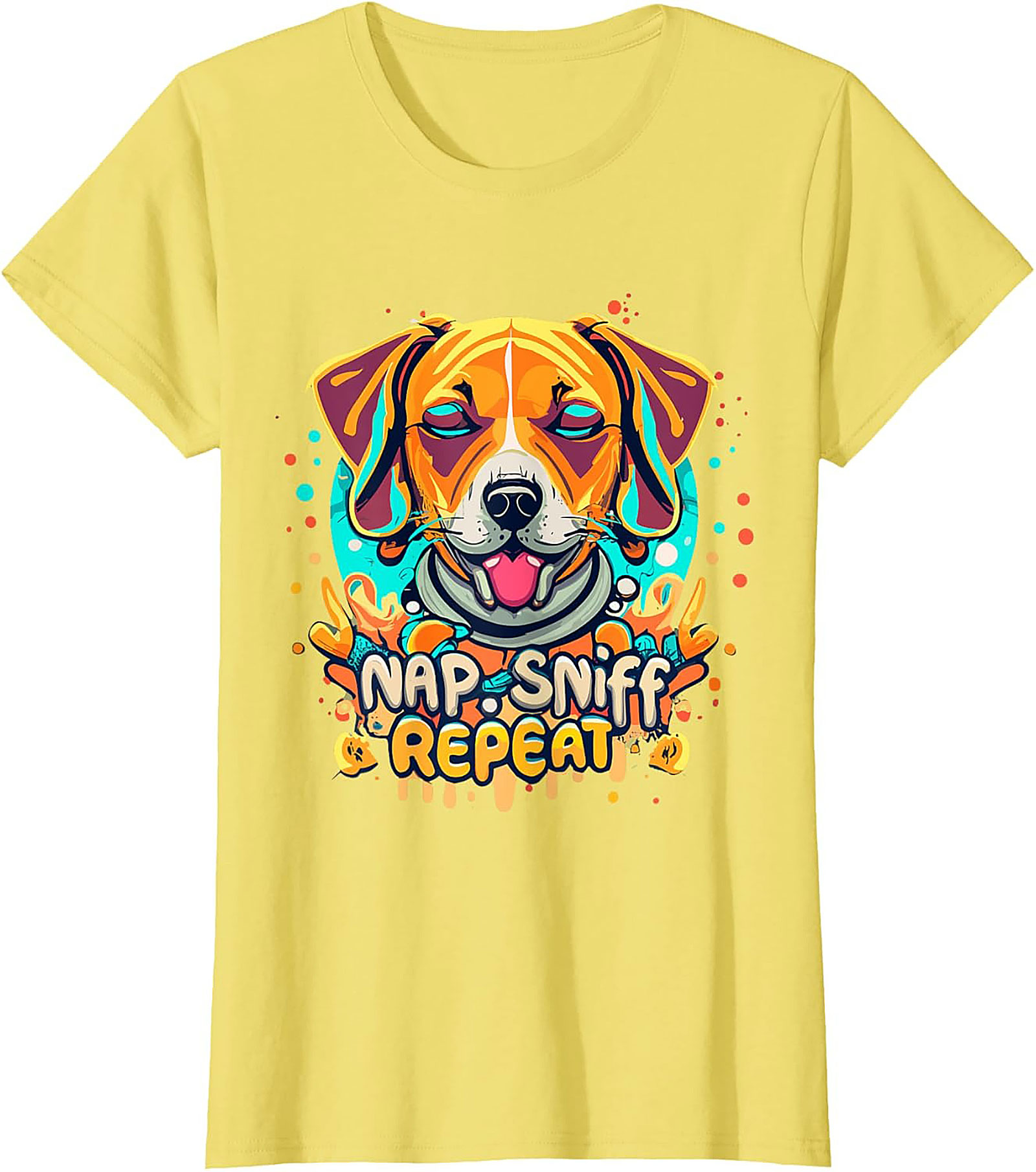 Nap Sniff Repeat Funny Dog T-shirt | Vibrant Beagle Graphic Tee