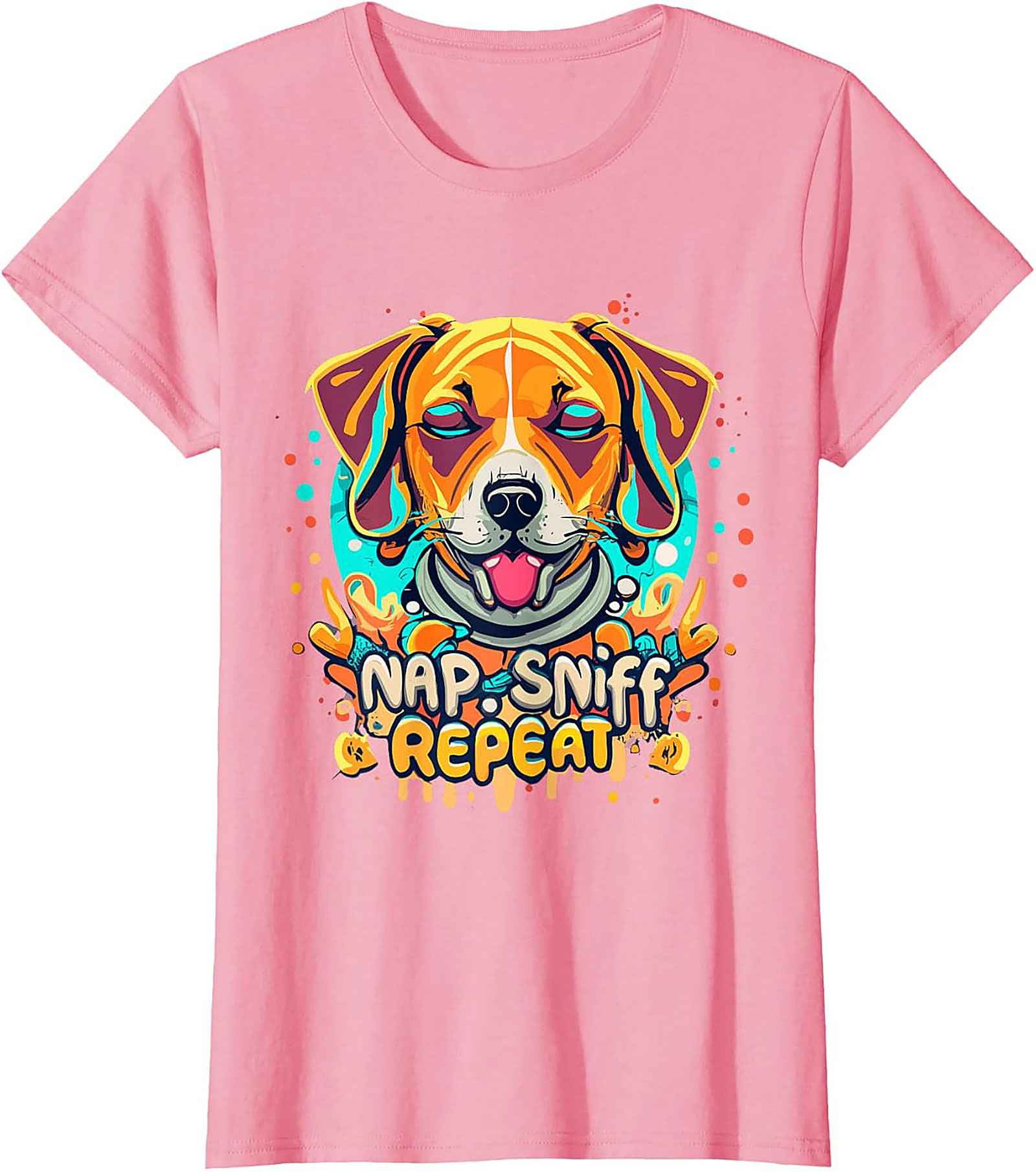 Nap Sniff Repeat Funny Dog T-shirt | Vibrant Beagle Graphic Tee