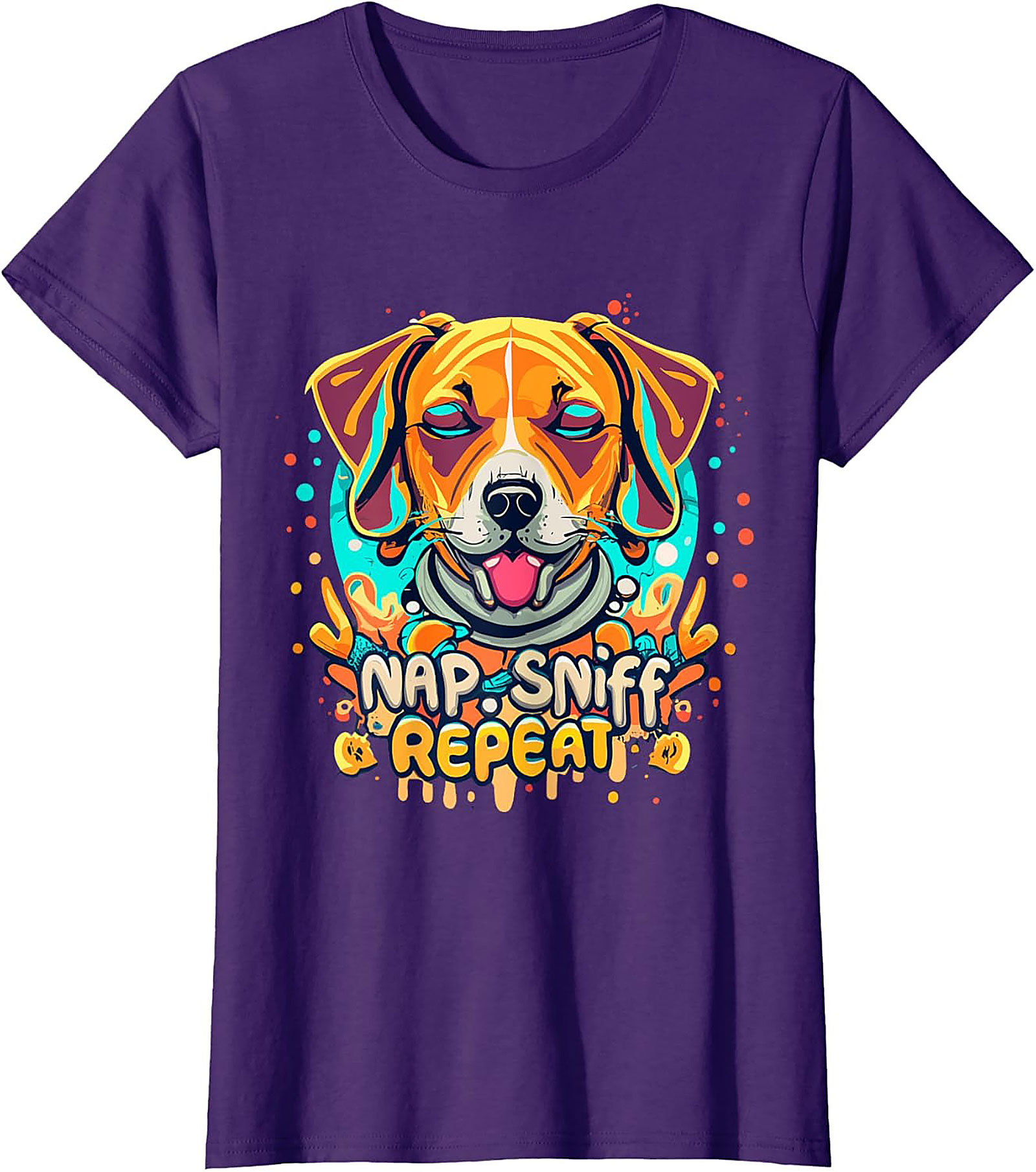 Nap Sniff Repeat Funny Dog T-shirt | Vibrant Beagle Graphic Tee