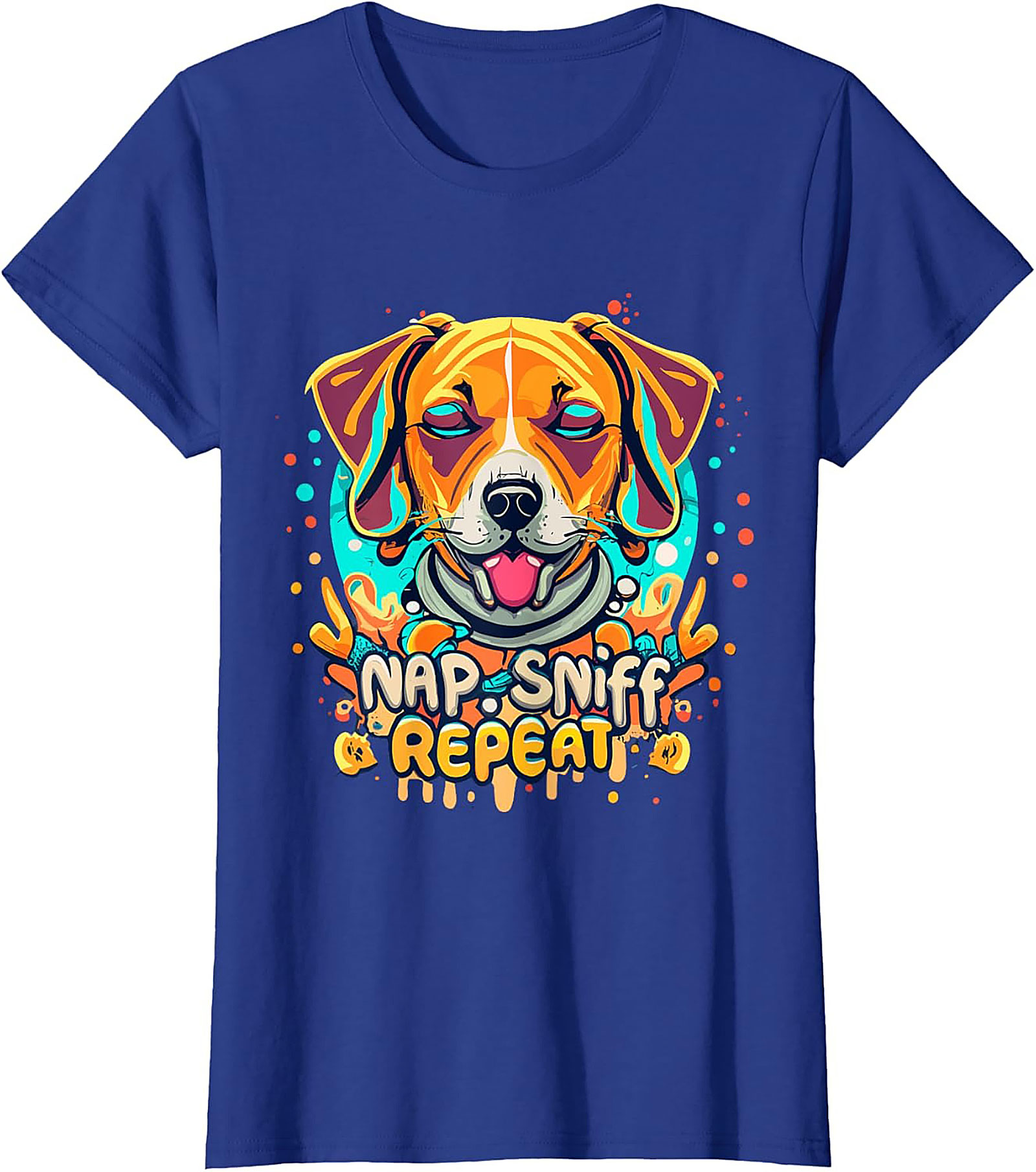 Nap Sniff Repeat Funny Dog T-shirt | Vibrant Beagle Graphic Tee