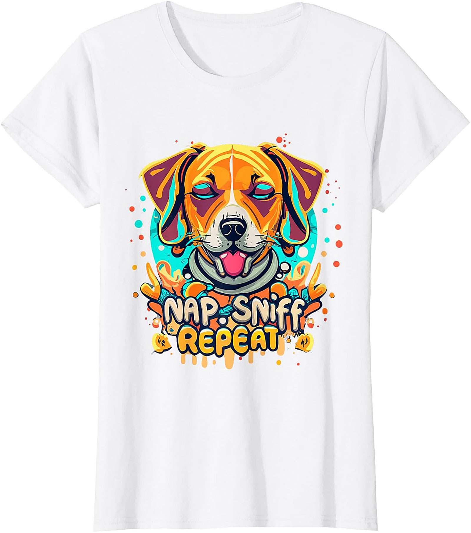 Nap Sniff Repeat Funny Dog T-shirt | Vibrant Beagle Graphic Tee