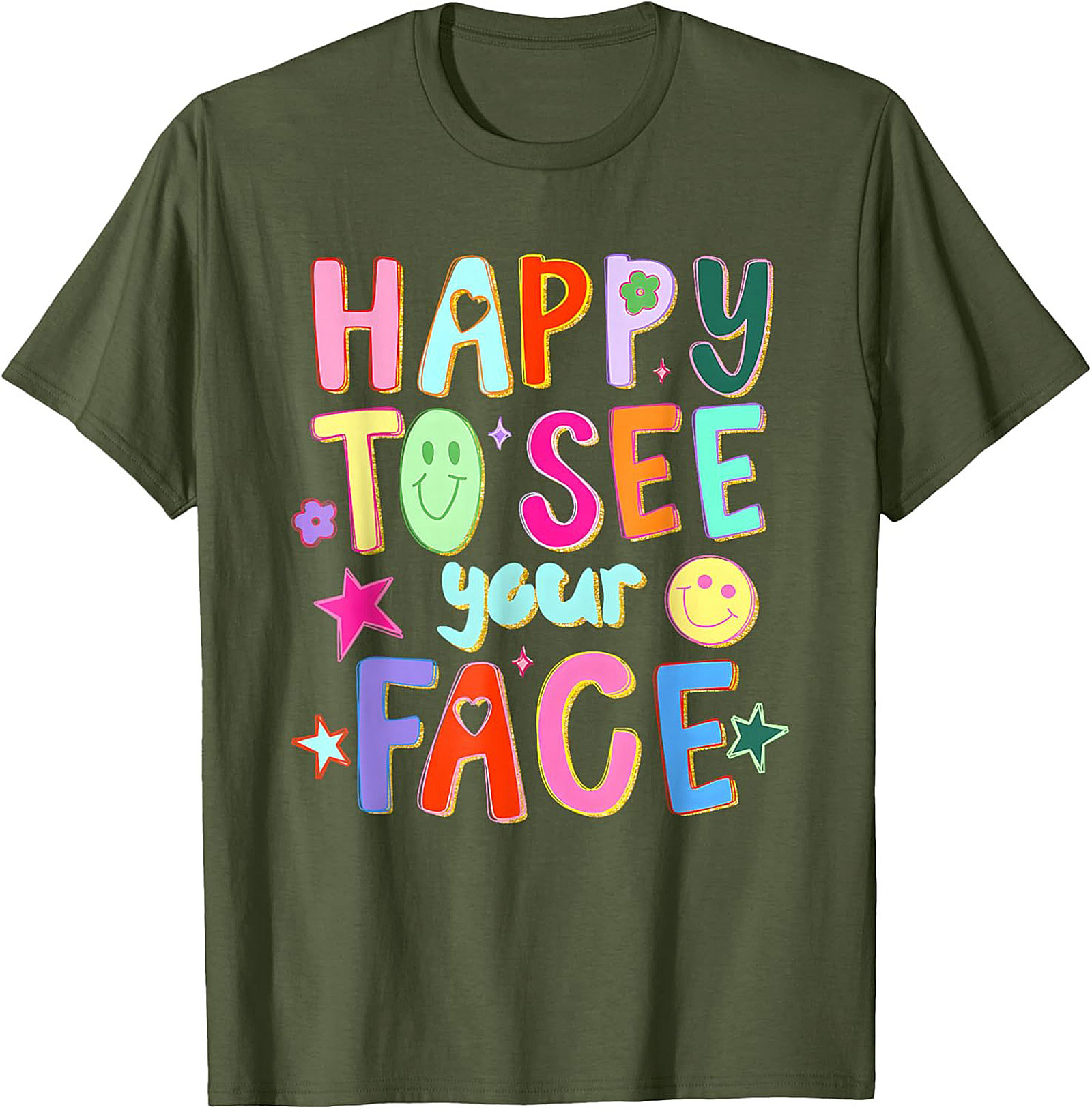 Happy To See Your Face Graphic Tee Retro Funny Shirt