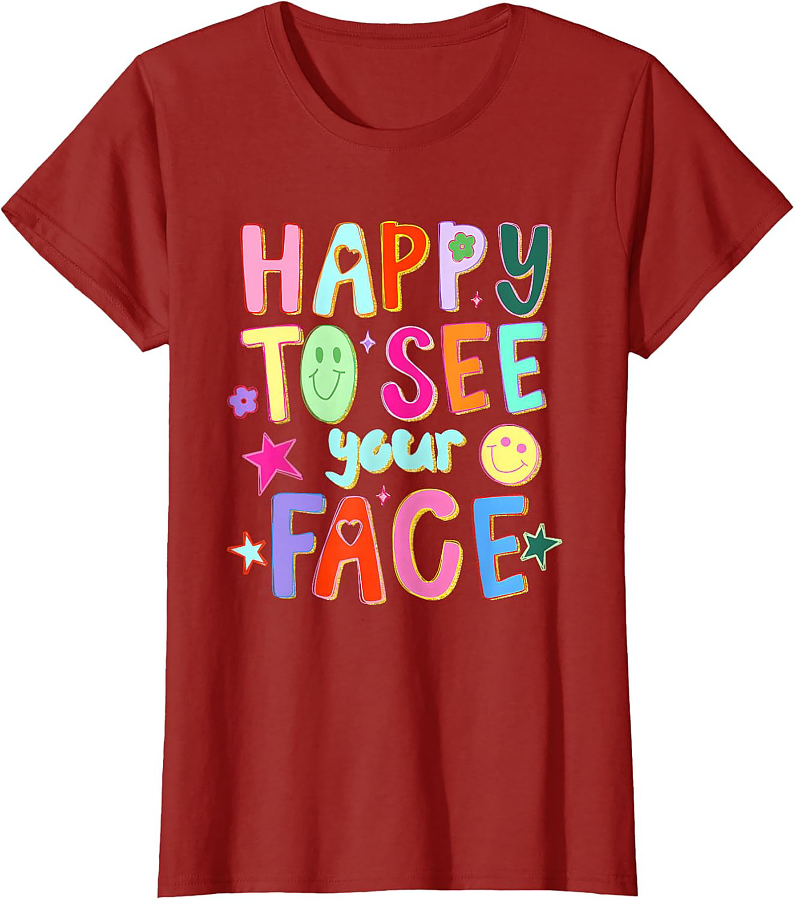 Happy To See Your Face Graphic Tee Retro Funny Shirt