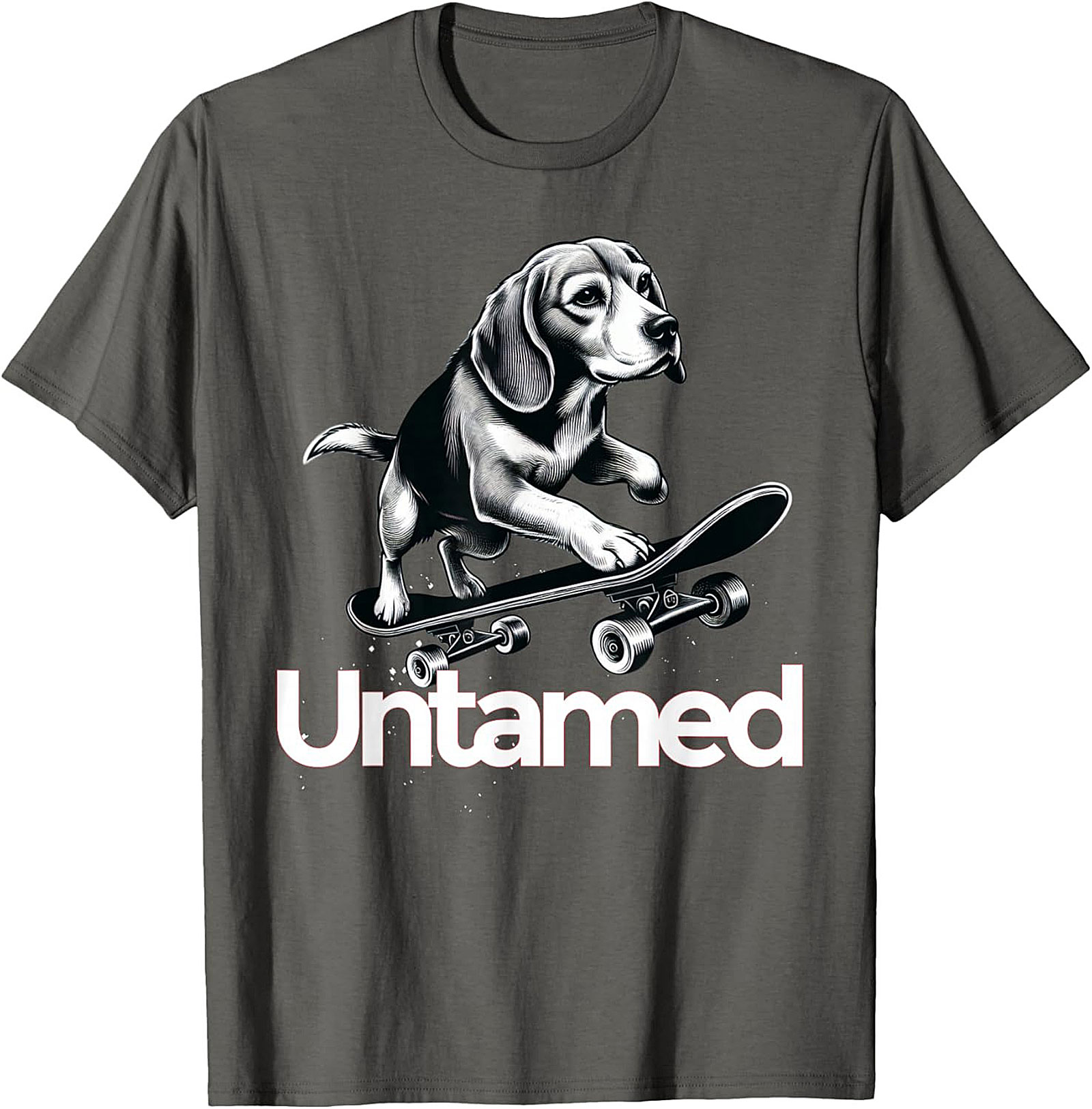 Untamed Beagle Skateboard T-shirt | Funny Dog Skater Graphic Tee