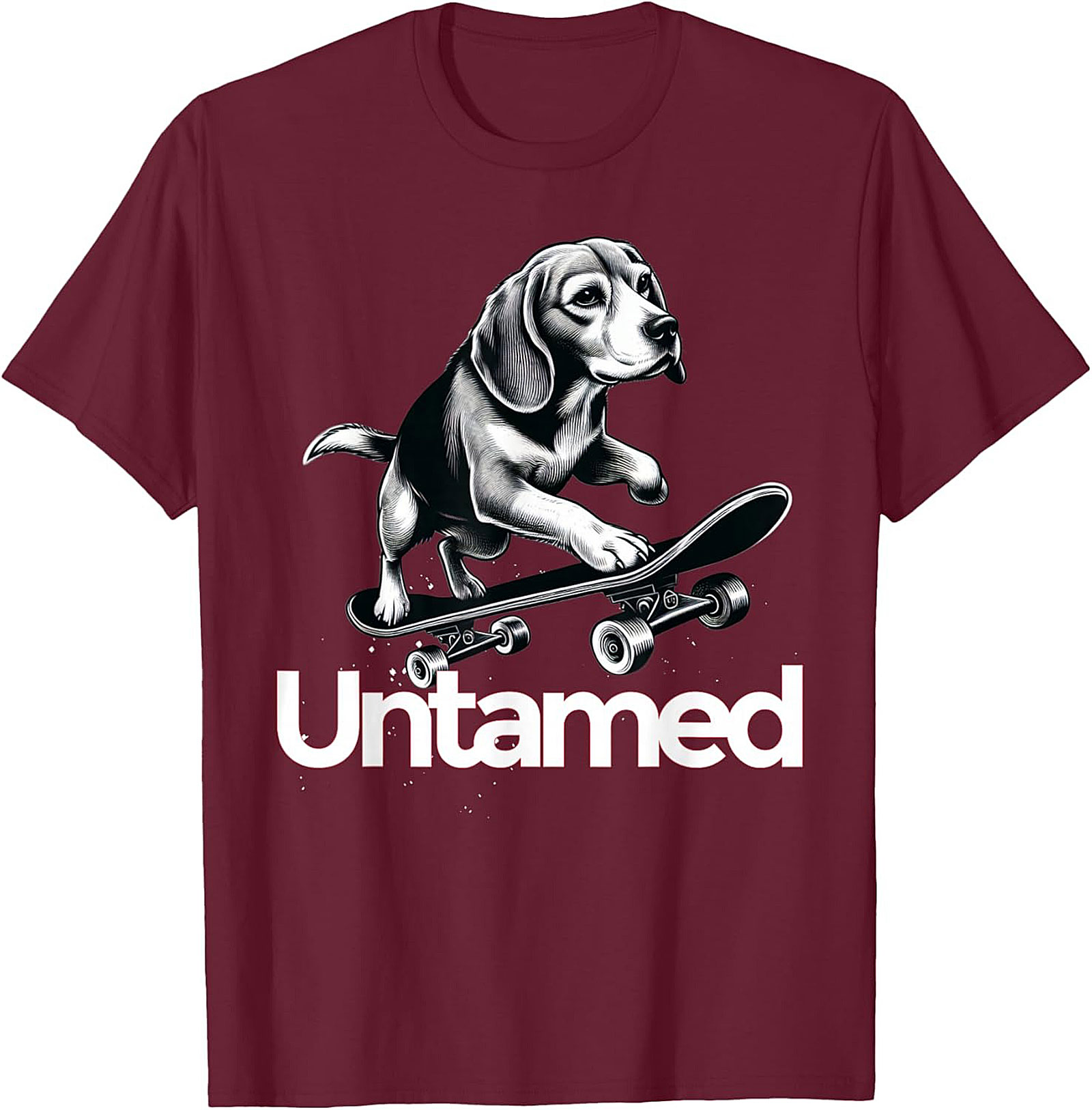 Untamed Beagle Skateboard T-shirt | Funny Dog Skater Graphic Tee