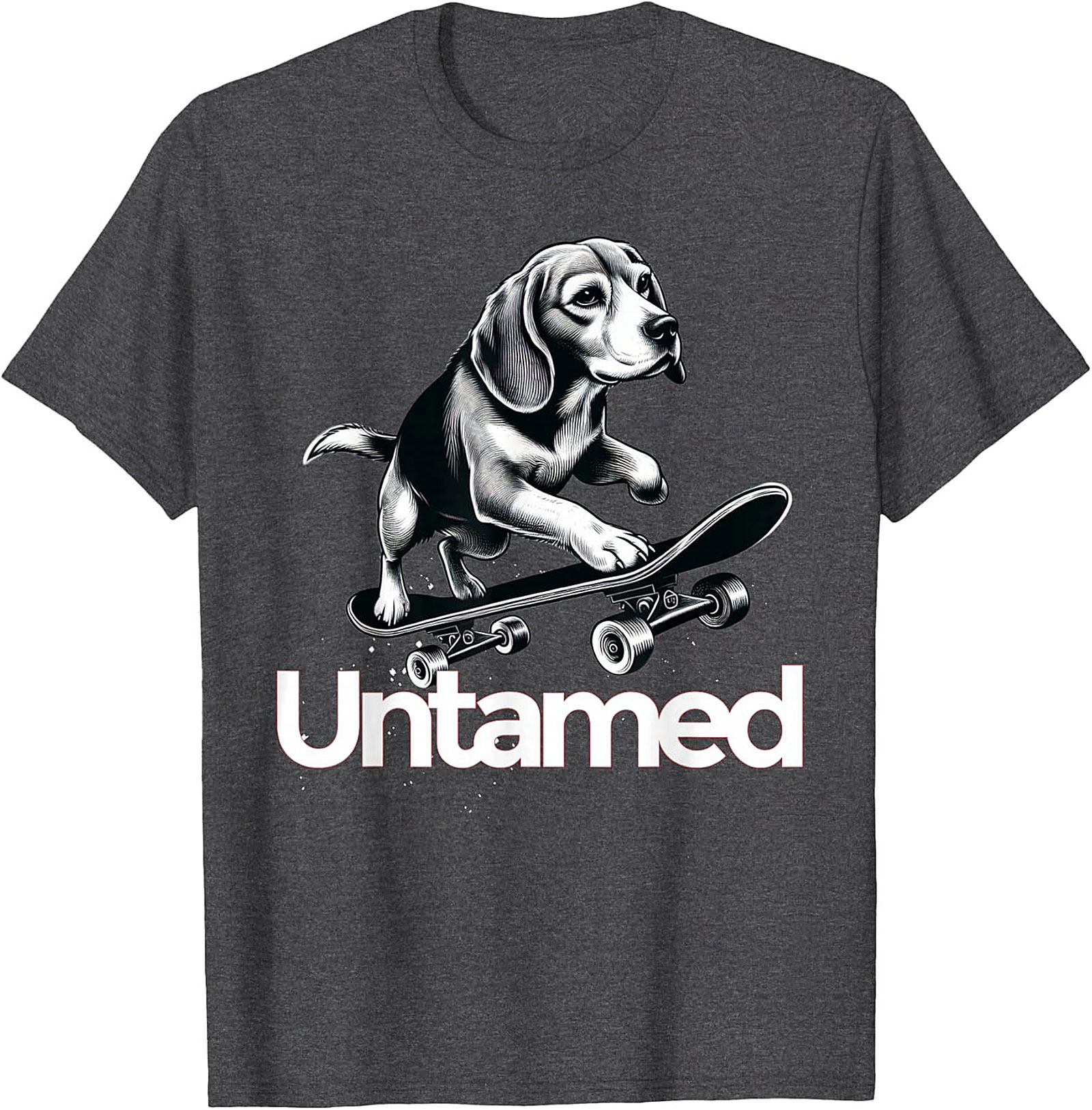 Untamed Beagle Skateboard T-shirt | Funny Dog Skater Graphic Tee