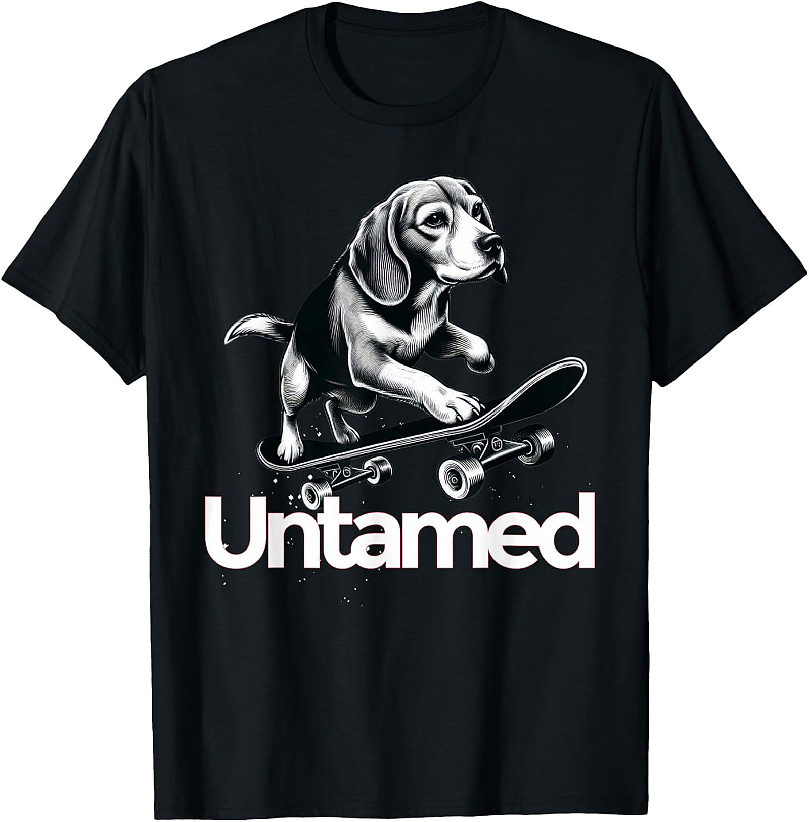 Untamed Beagle Skateboard T-shirt | Funny Dog Skater Graphic Tee