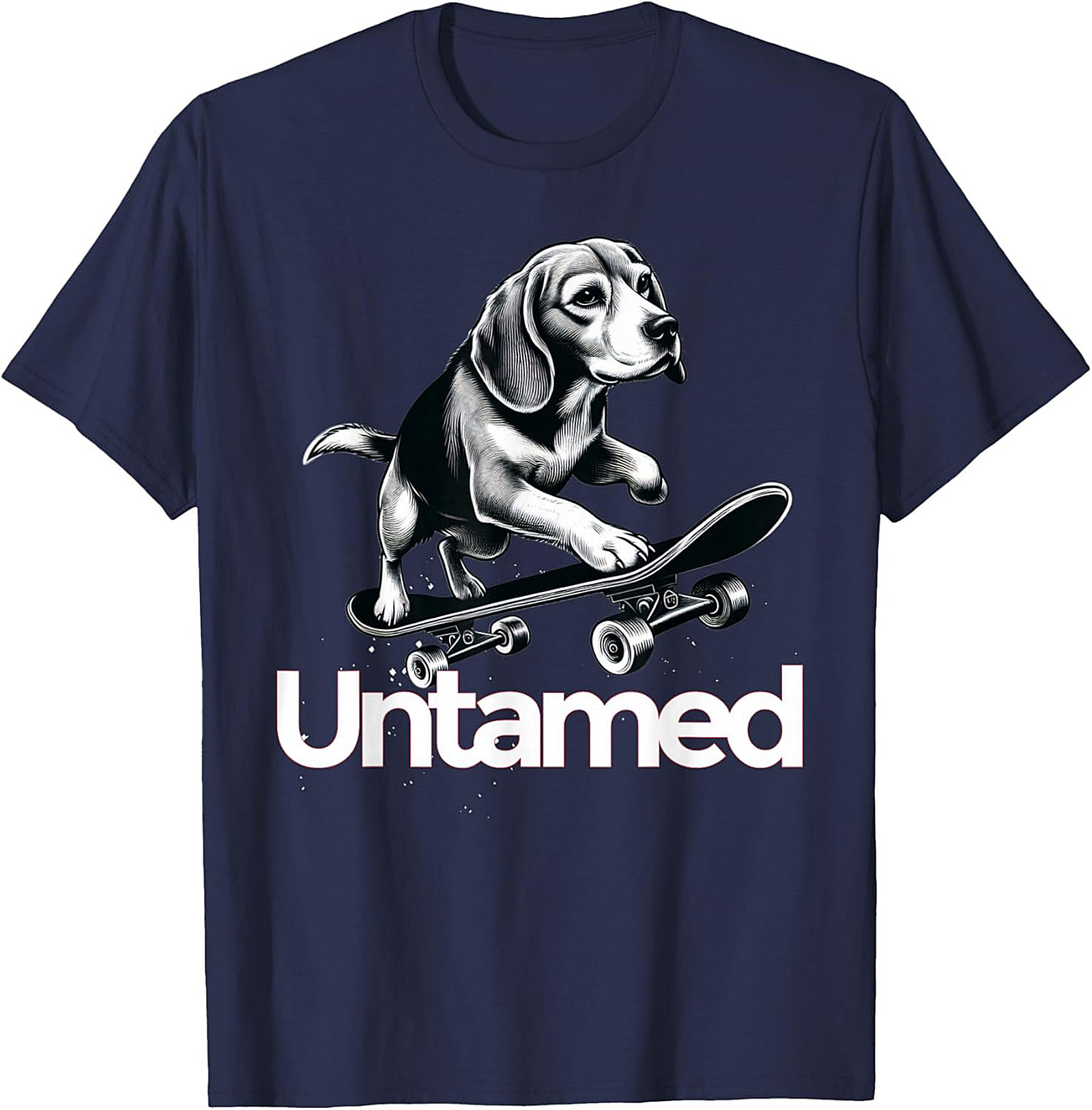 Untamed Beagle Skateboard T-shirt | Funny Dog Skater Graphic Tee