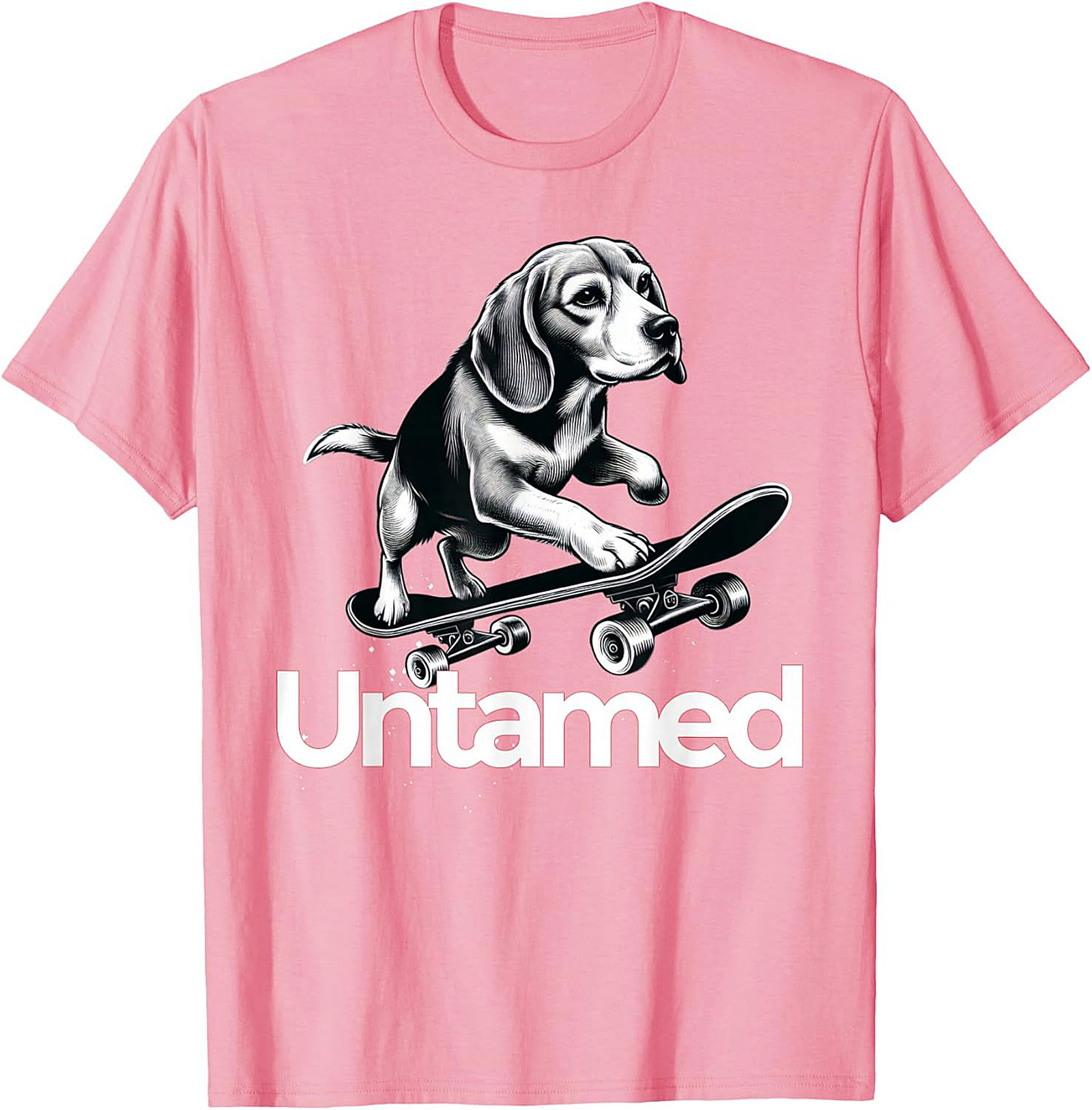 Untamed Beagle Skateboard T-shirt | Funny Dog Skater Graphic Tee